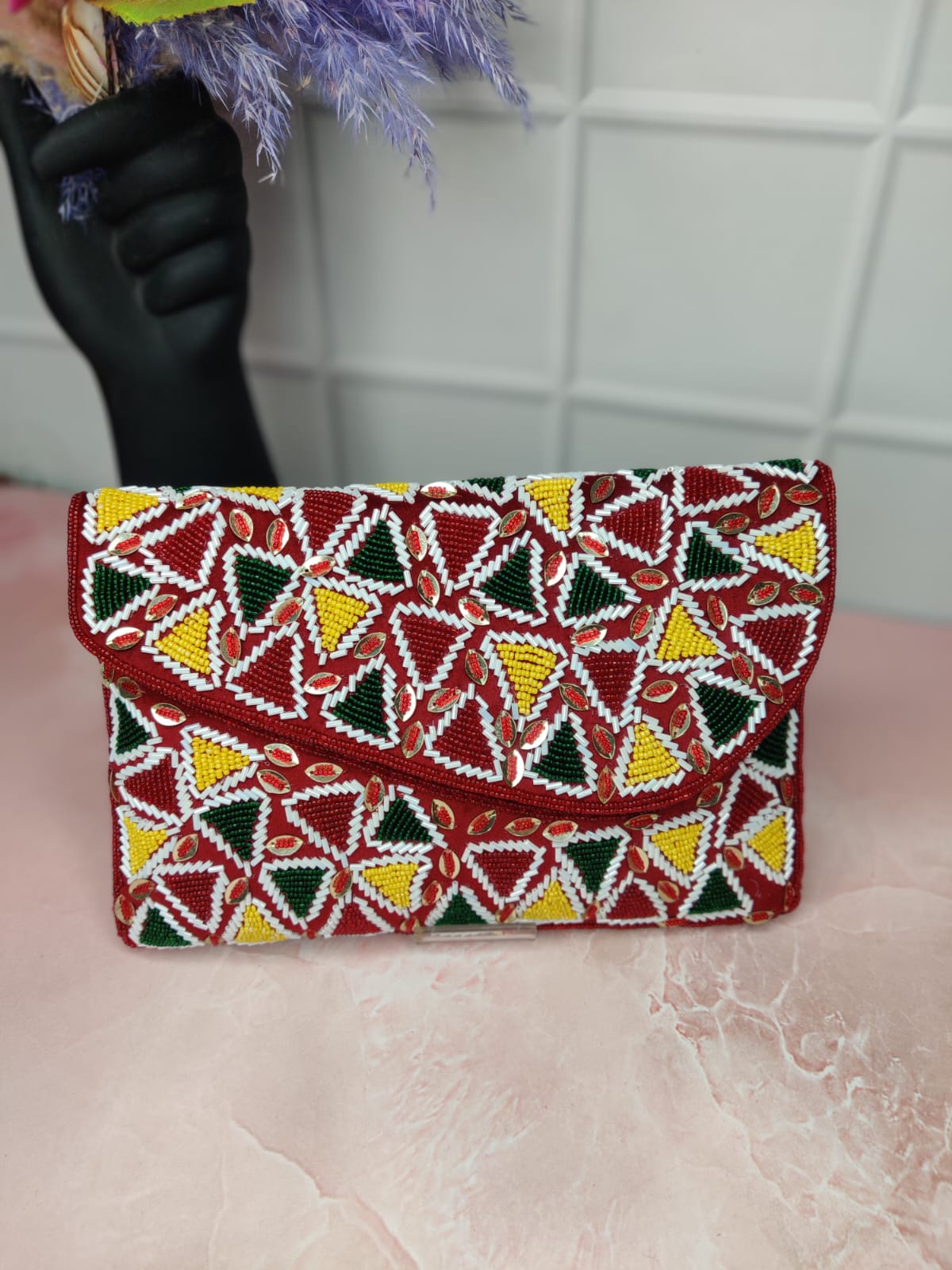 Embroidered Flap Bag