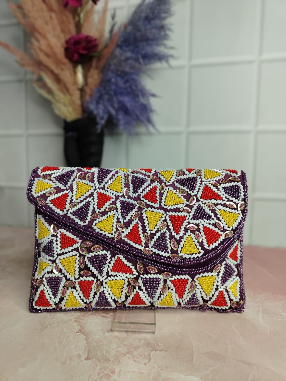 Embroidered Flap Bag