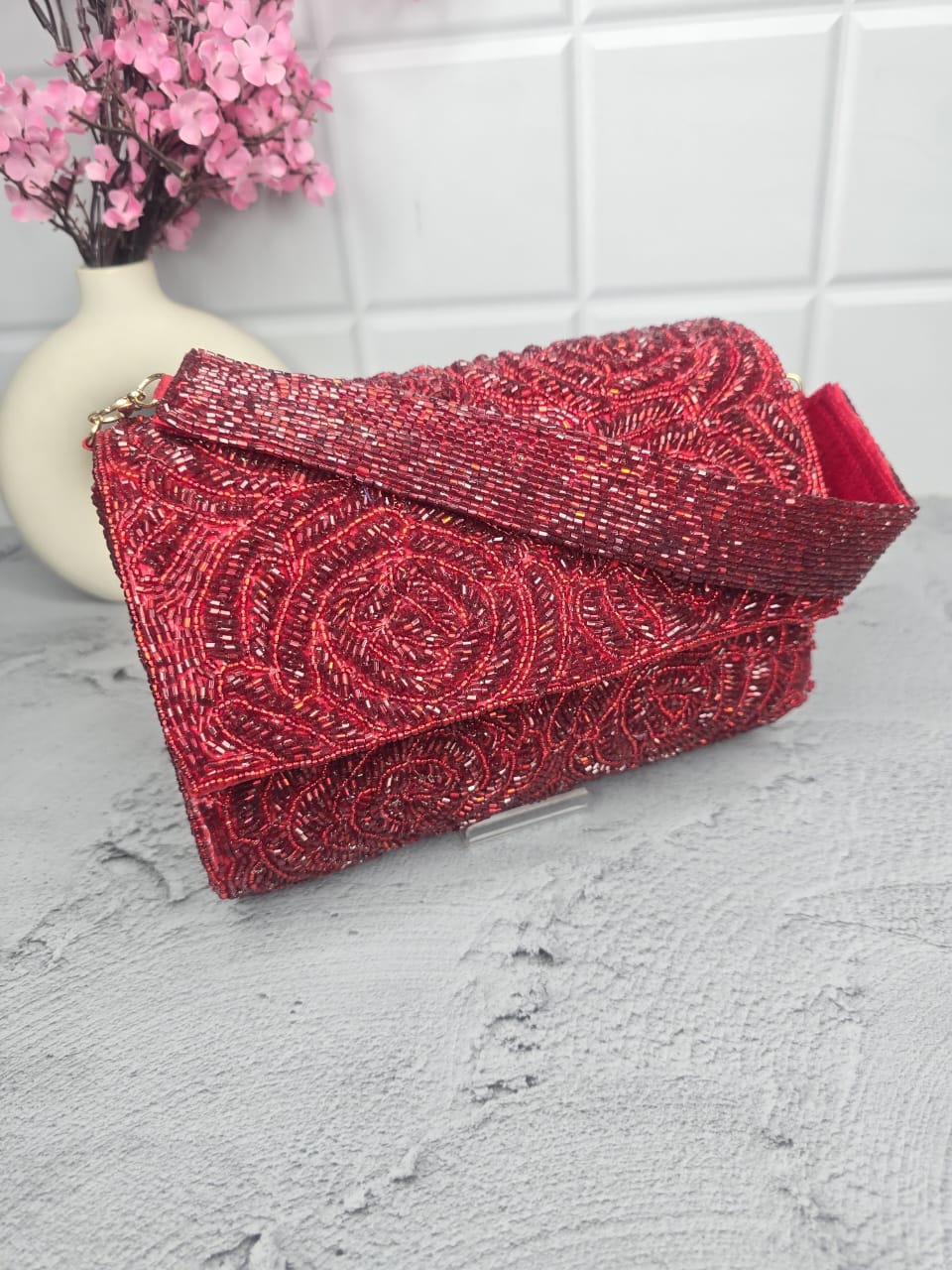 Embroidered Flap Bag