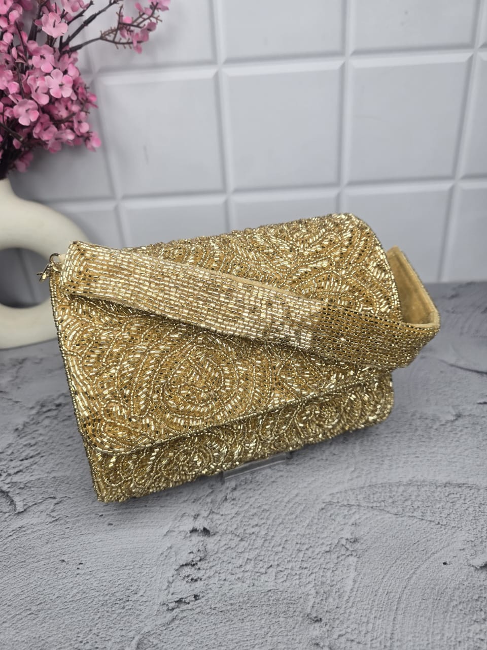 Embroidered Flap Bag