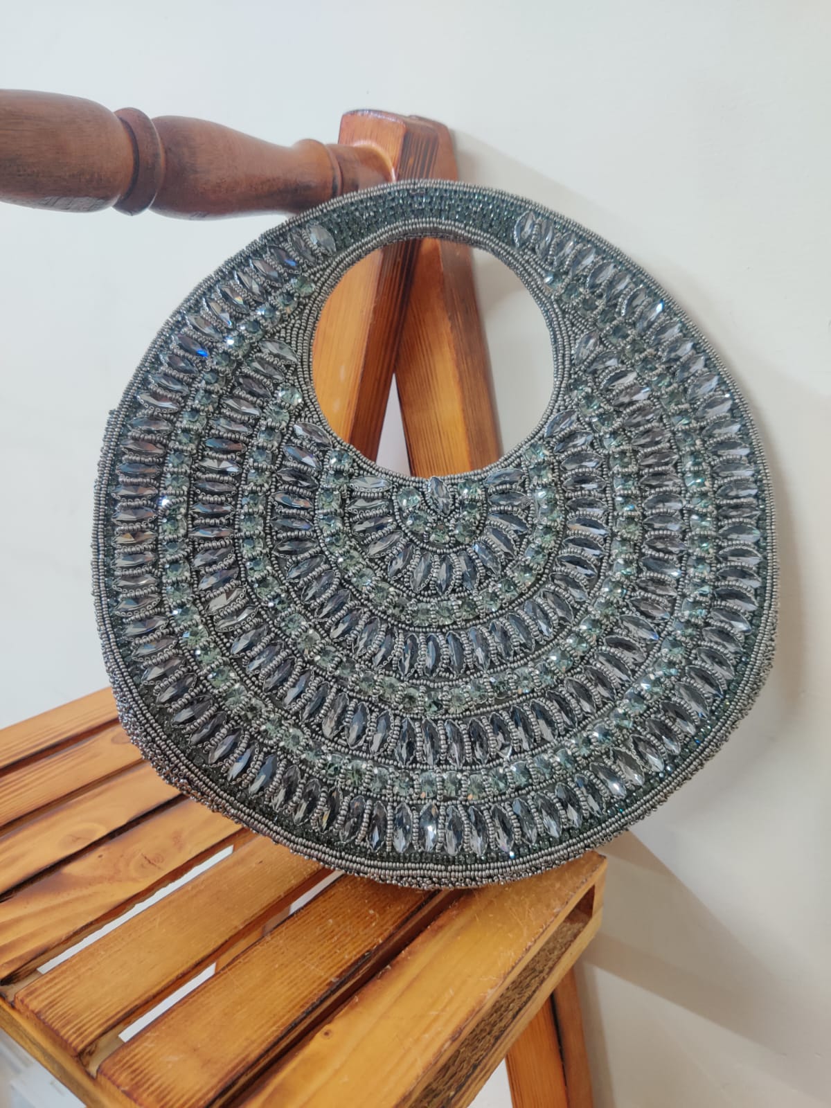 Crystal Rounded Shape Clutch