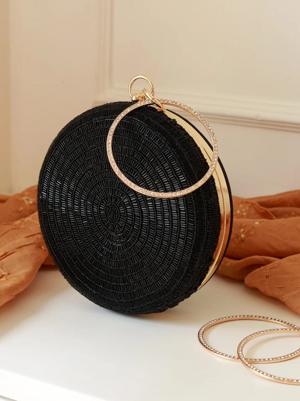 Black Katdana Embroidered Clutch