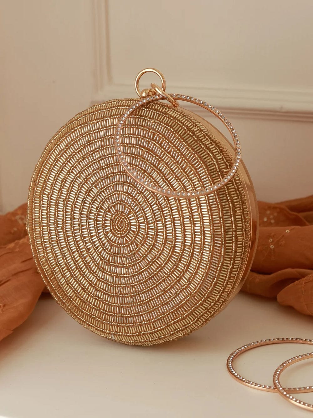 Golden Embroidered Clutch