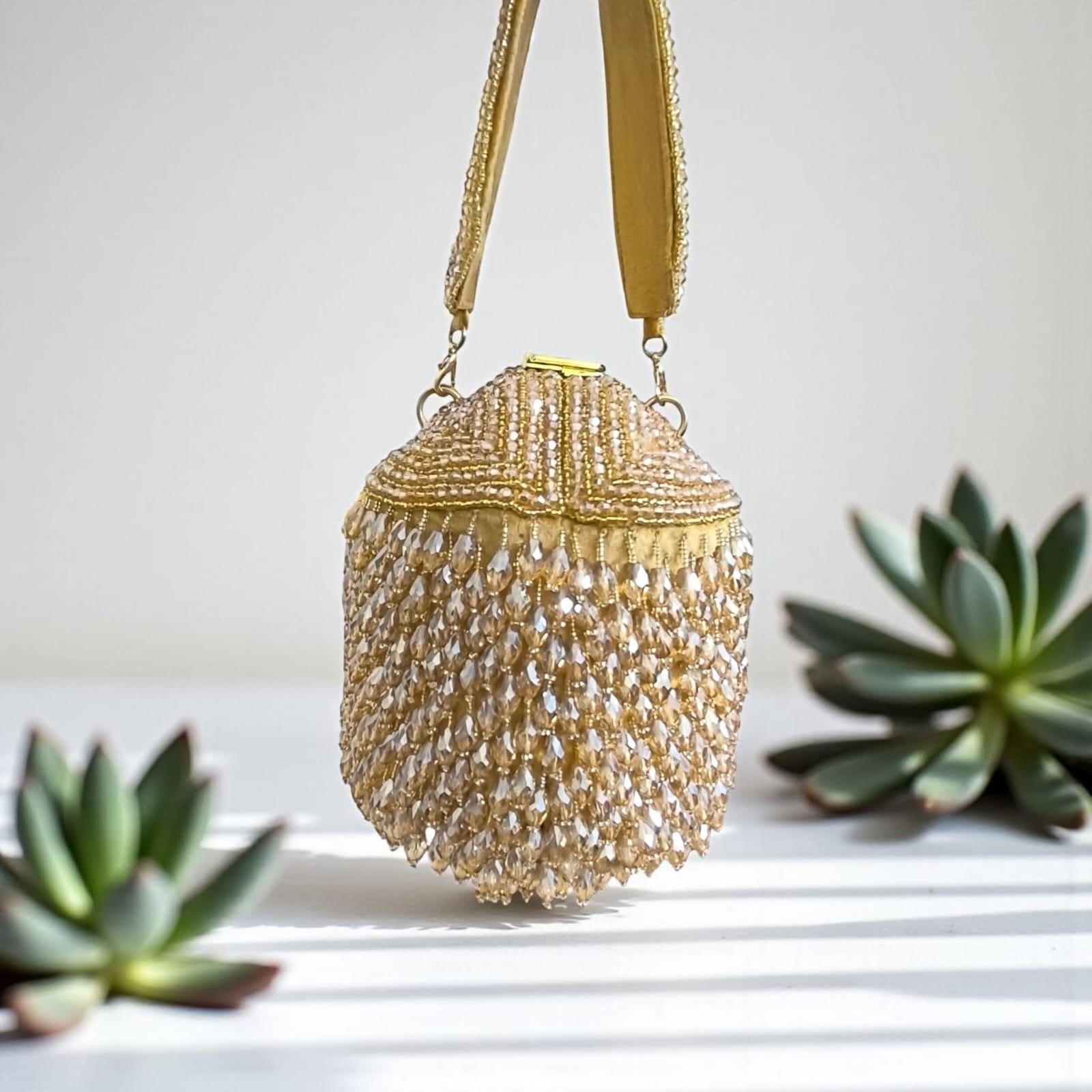 Golden Bucket Crystal Clutch