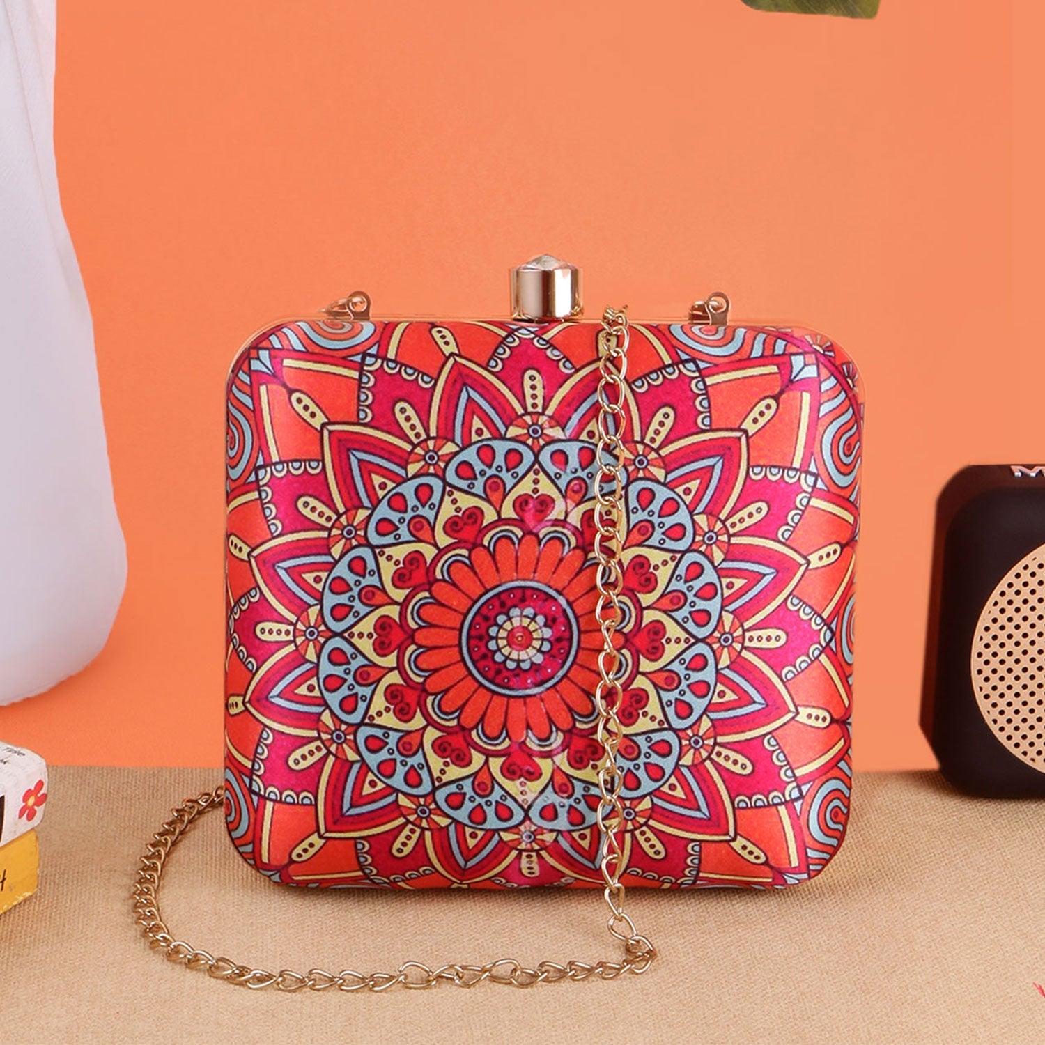 Mandala Digital Print Satin Clutch for Women & Girls