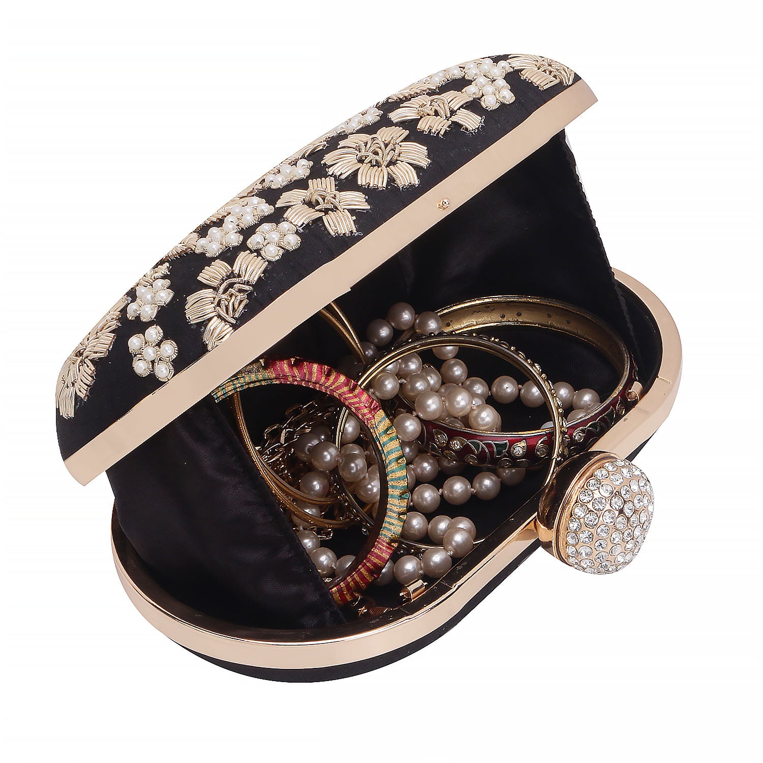 Embroidered Box Clutch For Casual Use