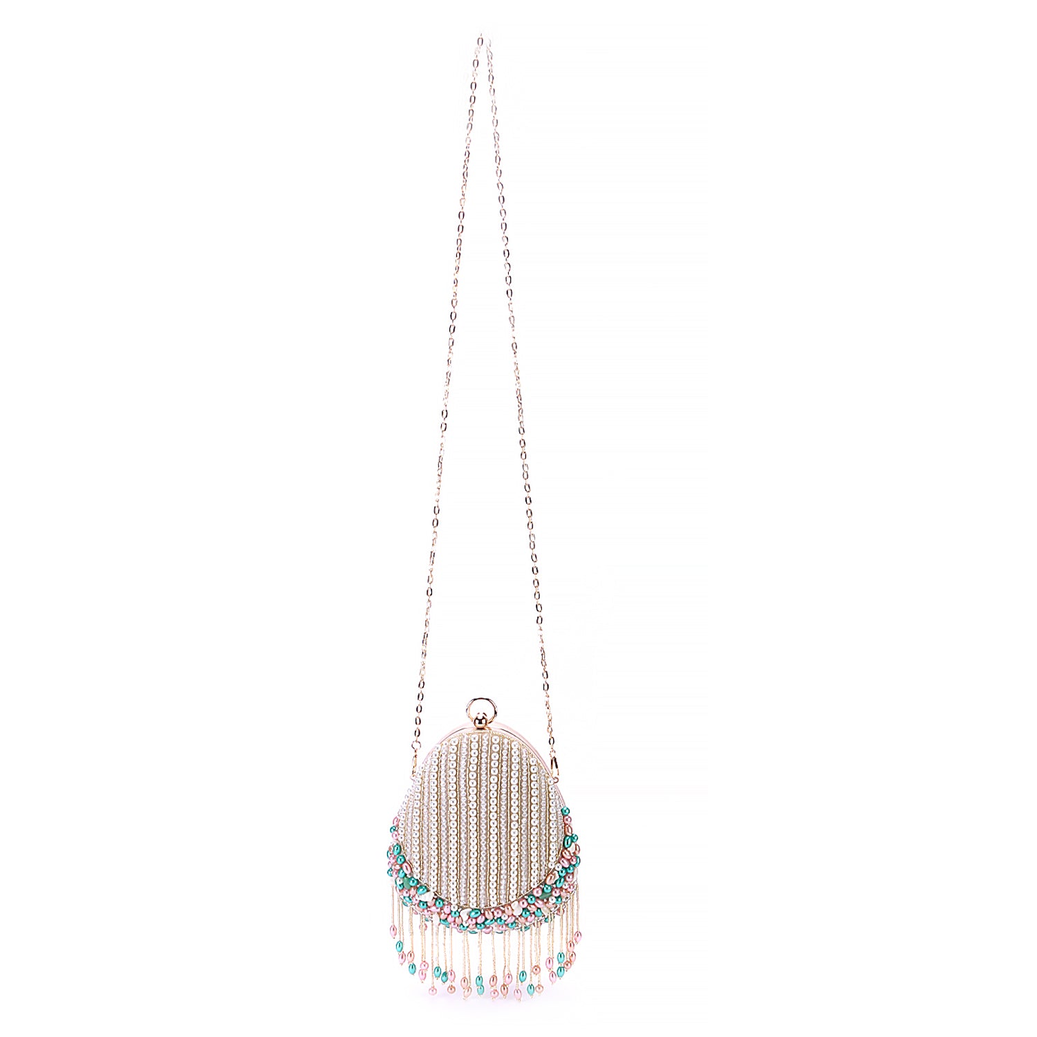 tassel almond shape clutch