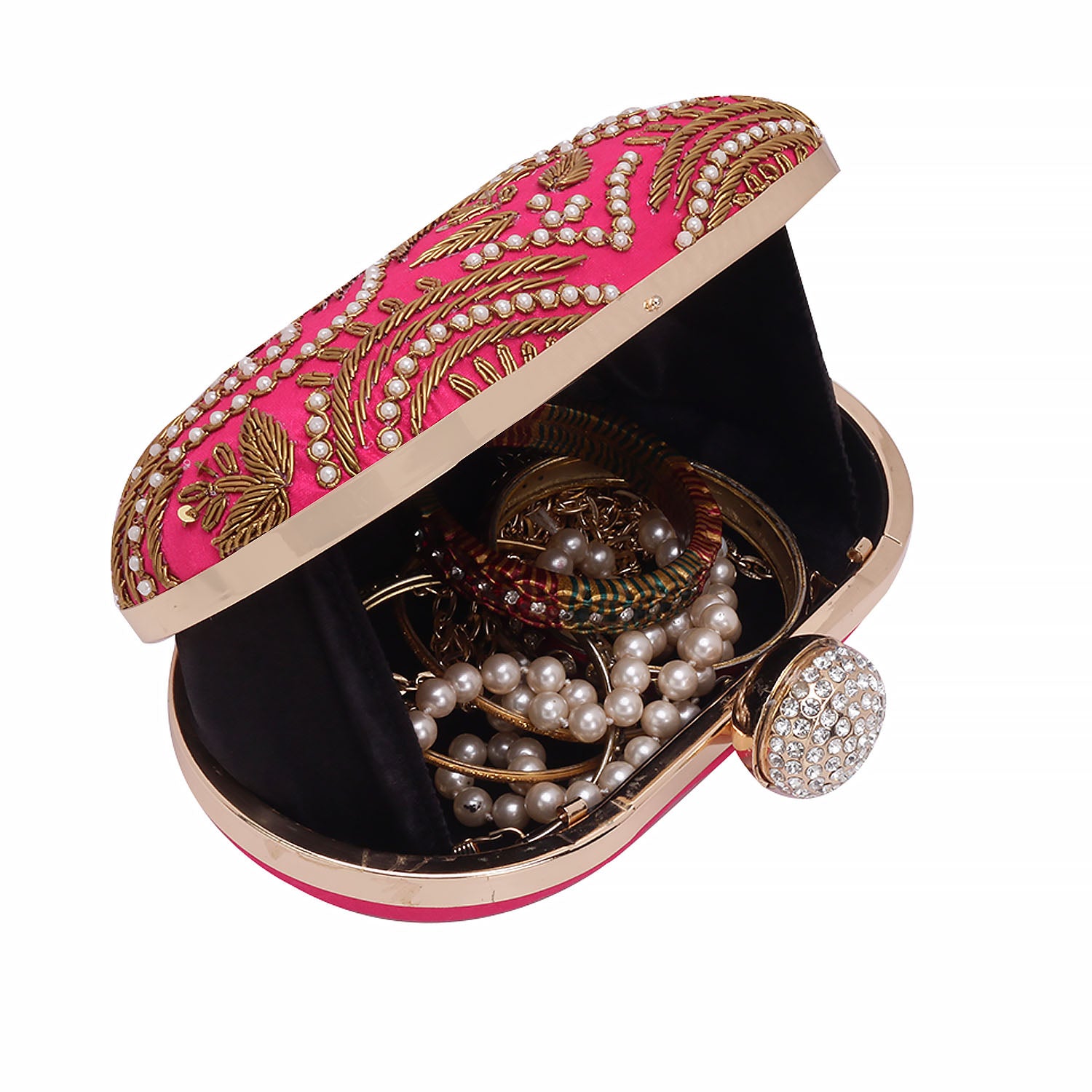 Embroidered Box Clutch For Casual Use