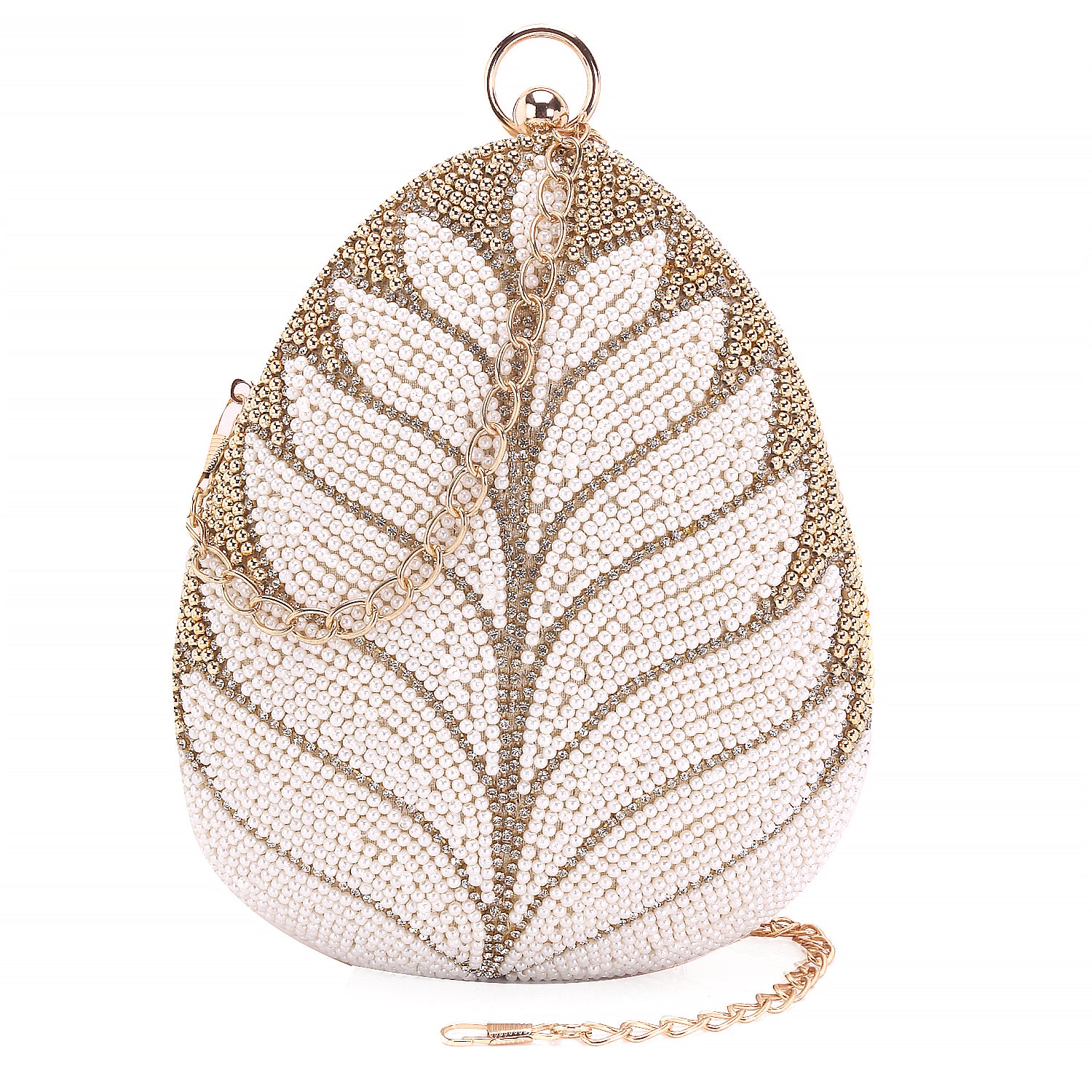 Designer handmade embroidery almond shape clutch