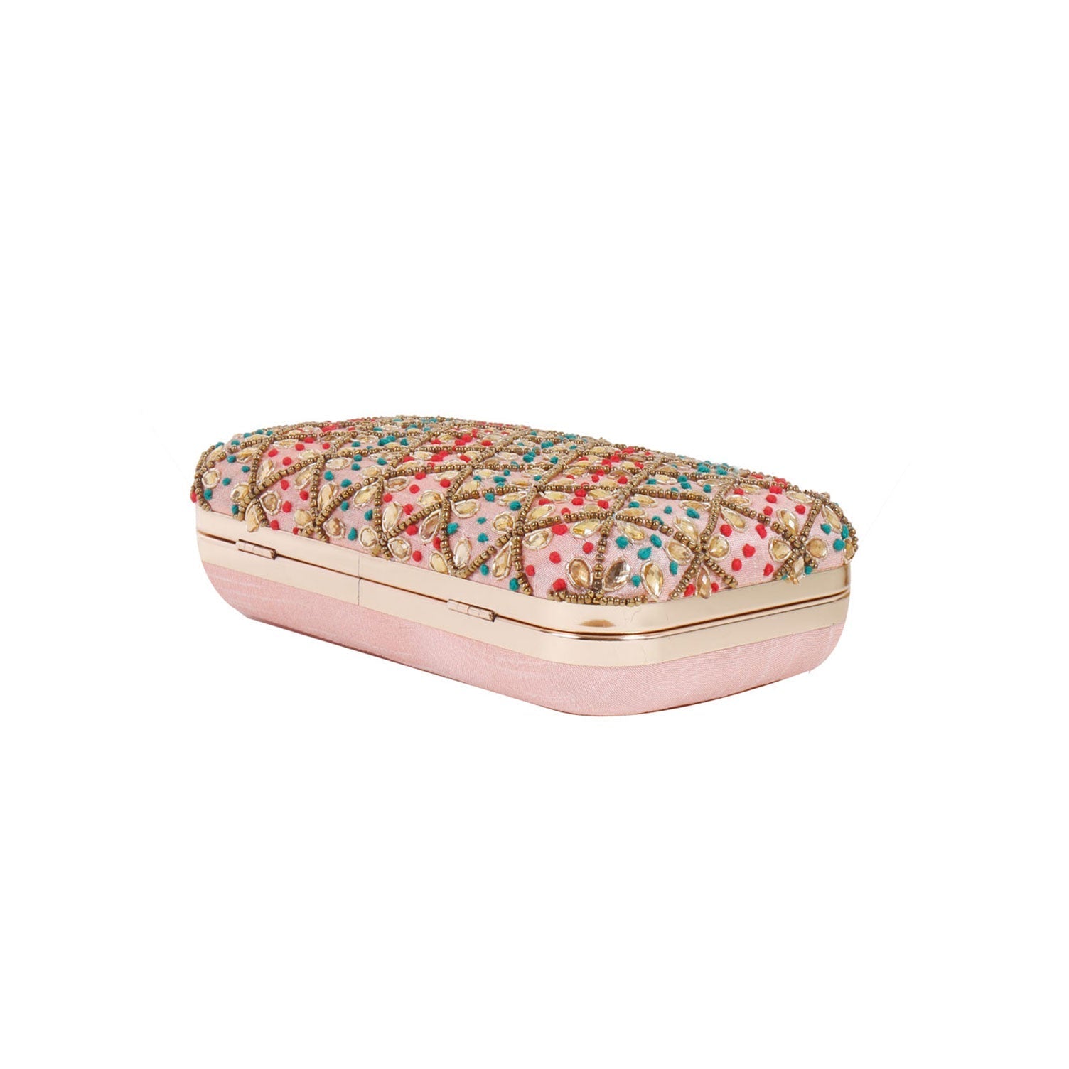 Embroidery Peach Clutch Bag For Women & Girls