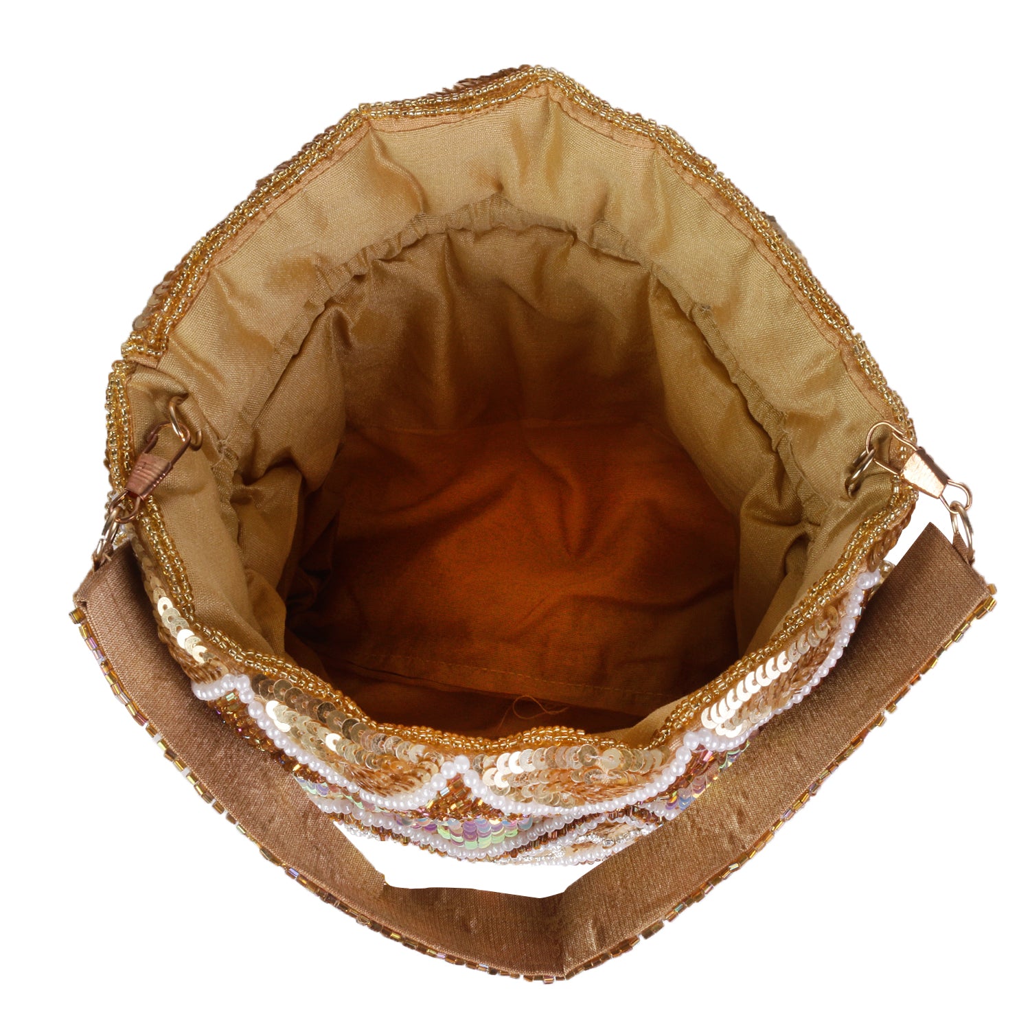 Designer Golden Embroidered Ethnic Potli Bag