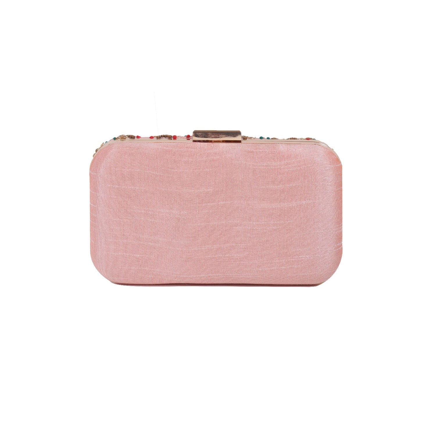 Embroidery Peach Clutch Bag For Women & Girls