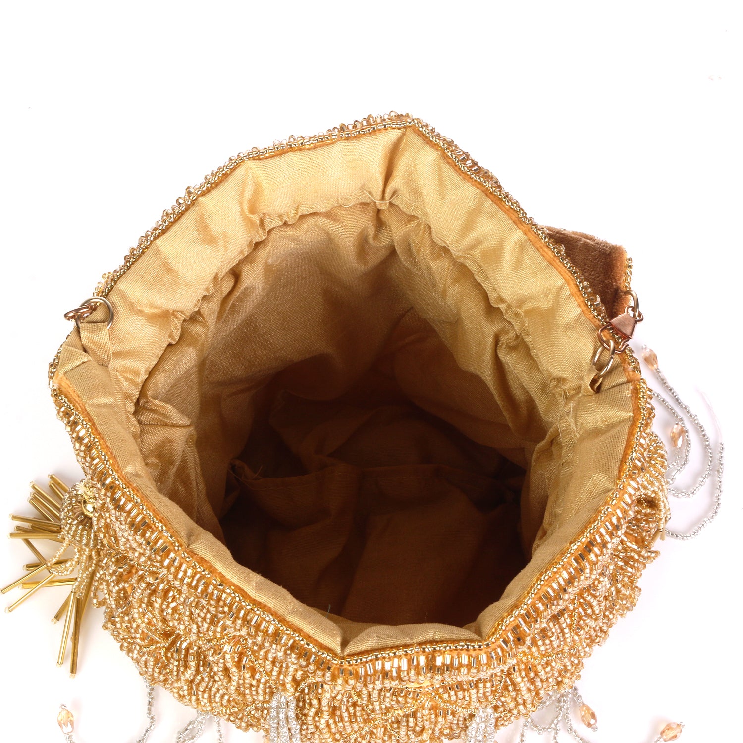 Golden And Silver Touch Embroidered Heavy Potli For Brides