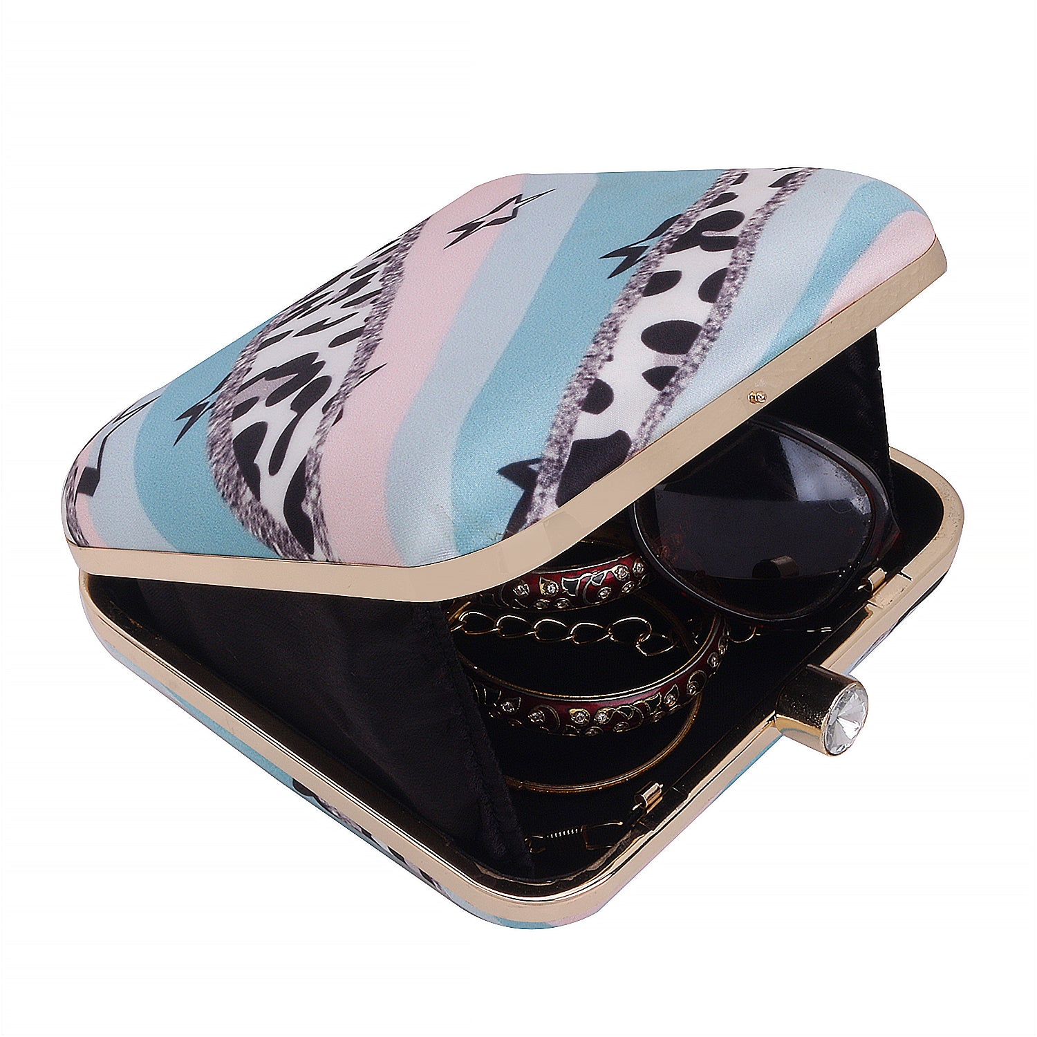 Abstract print box clutch for bag