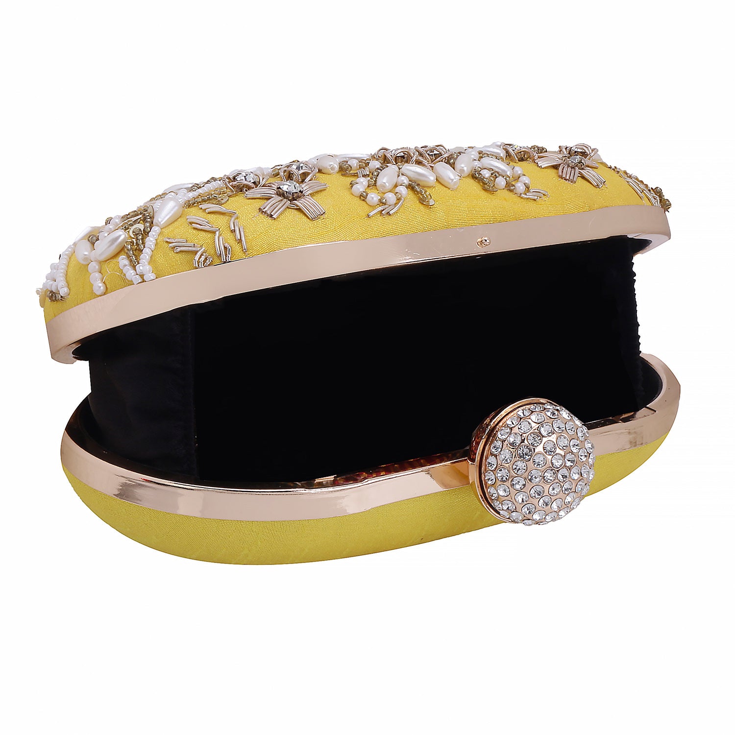 yellow oval clutch