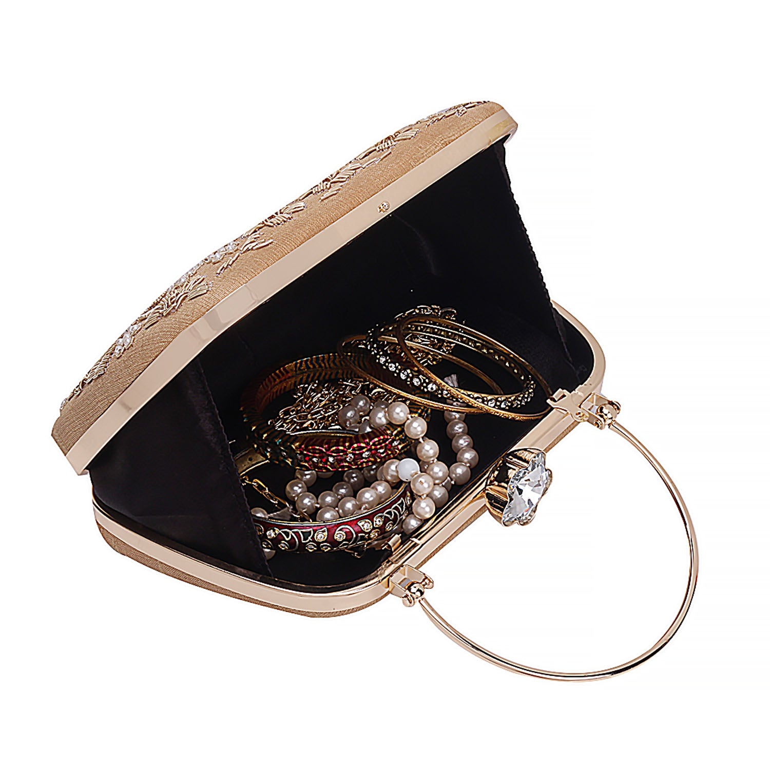 Embroidered Box Clutch For Casual Use