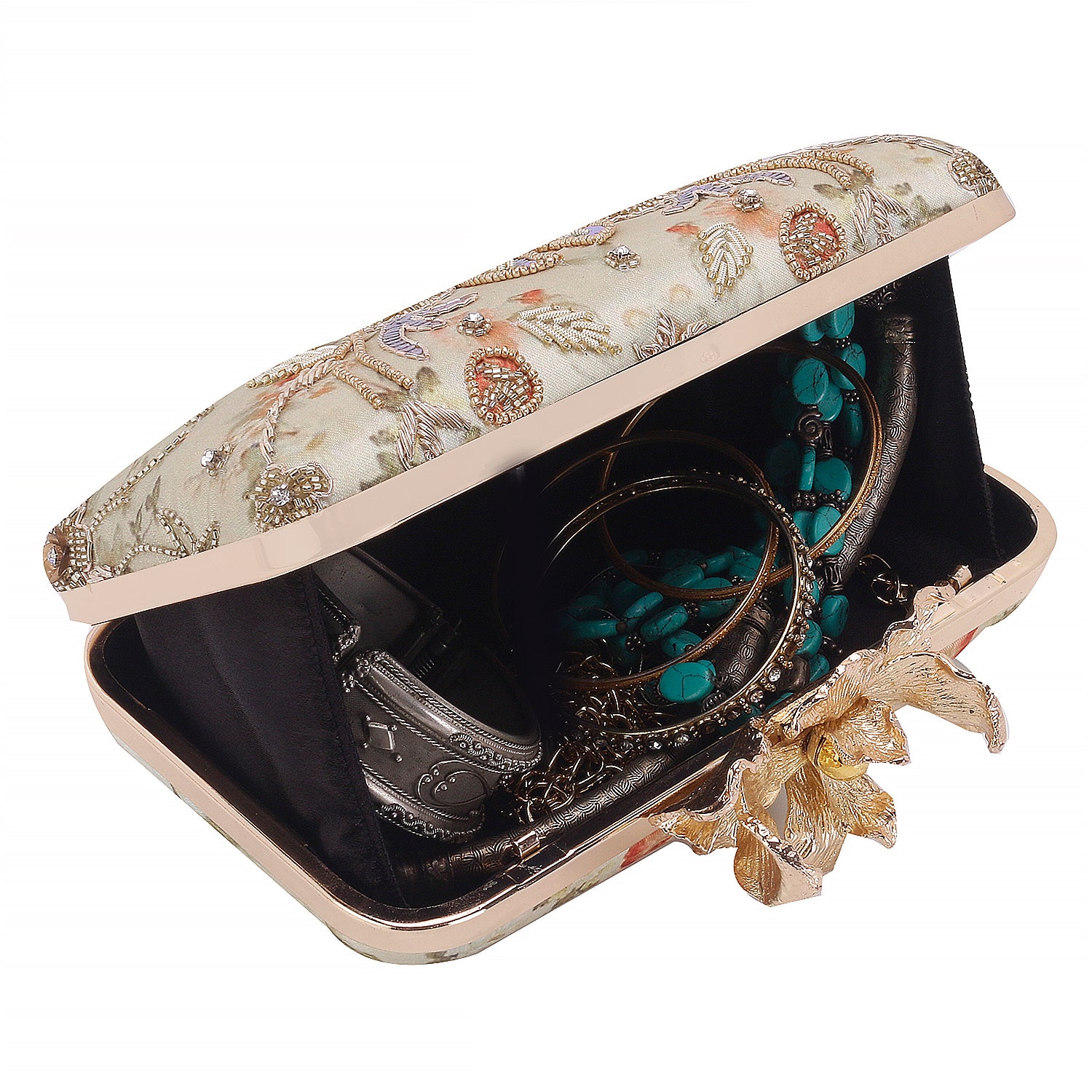 gorgeous handmade printed embroidery designer clutch