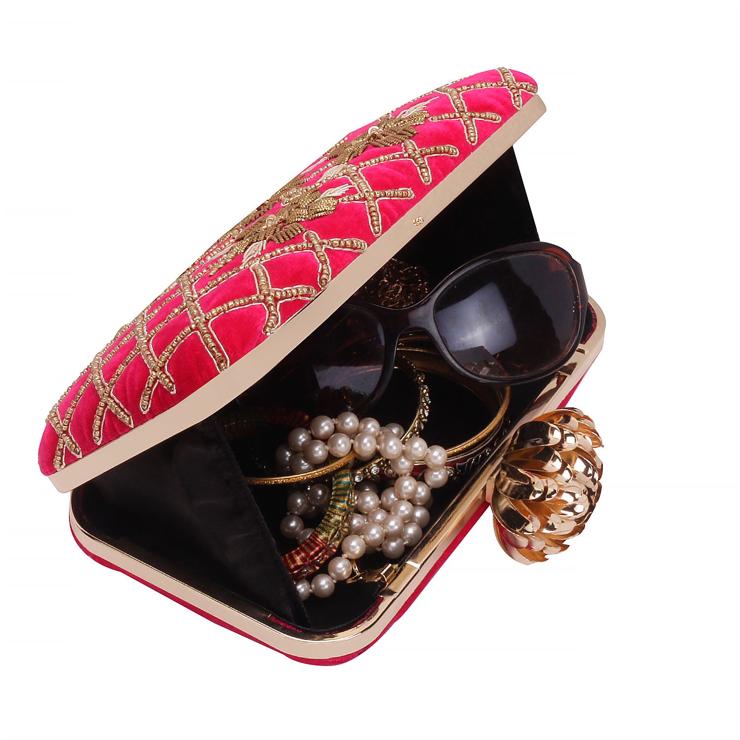 Embroidered Box Clutch For Casual Use