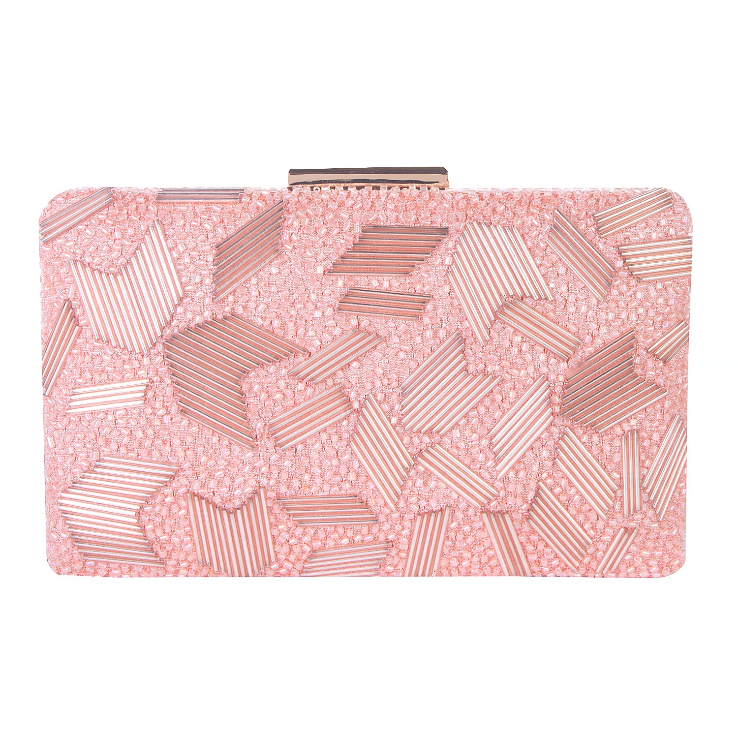peach embroidered clutch