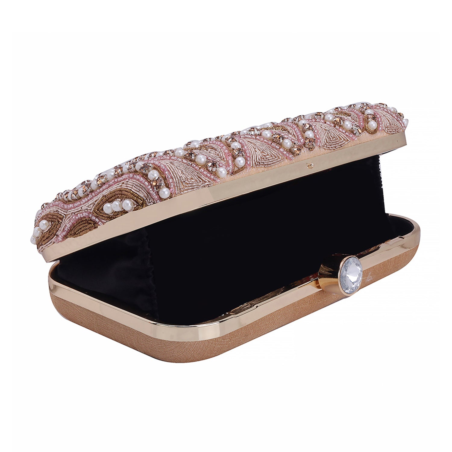 rose gold embroidered clutch