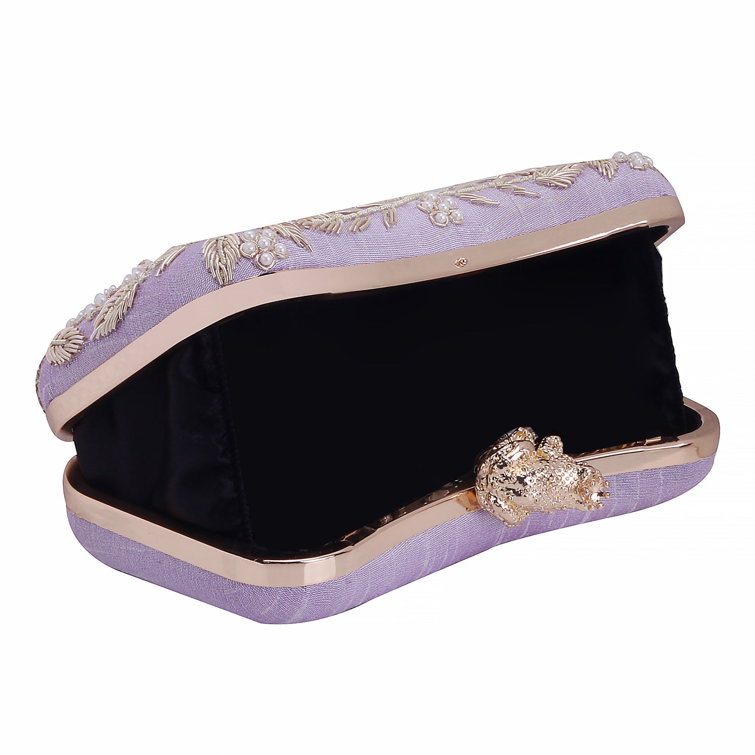 lilac frog design clutch