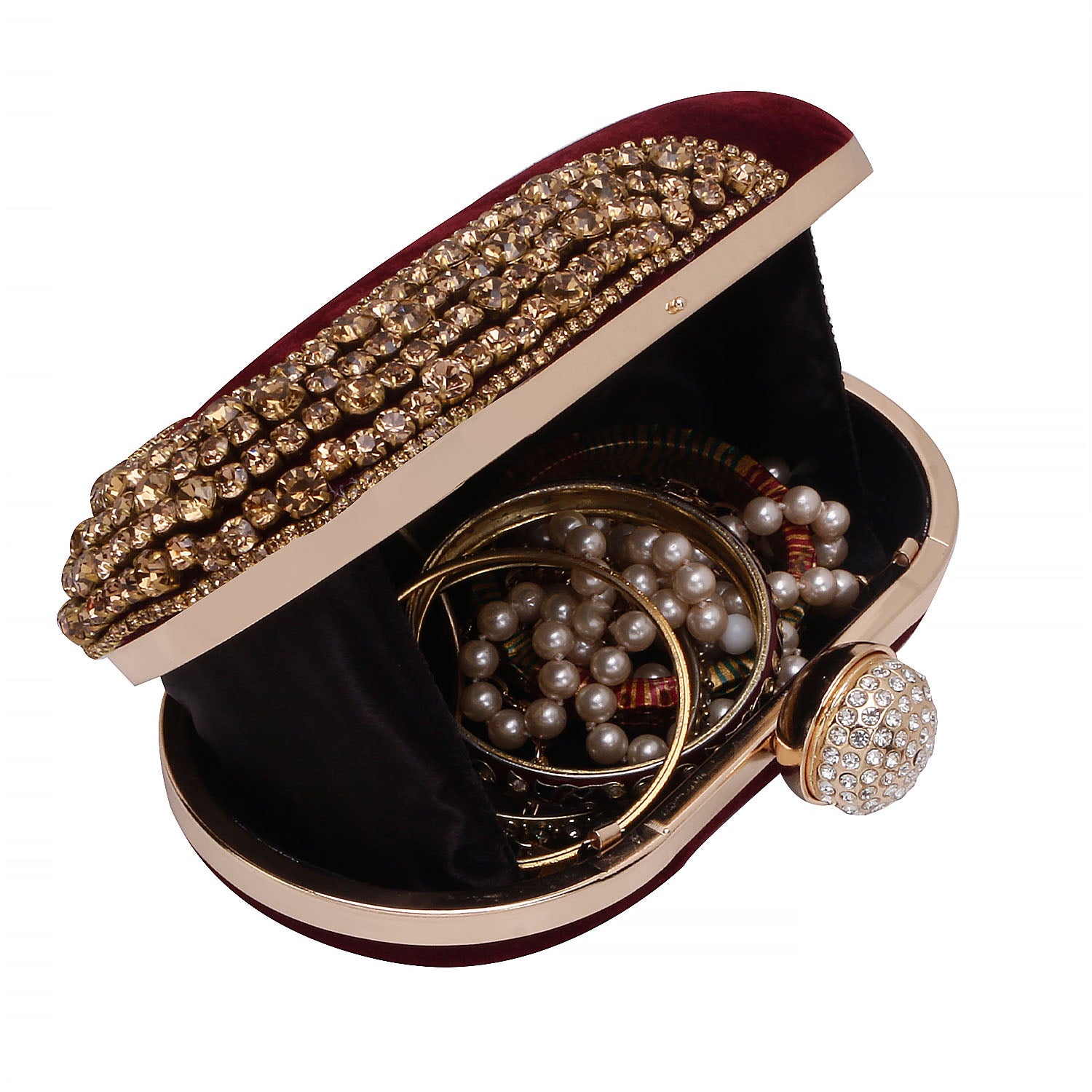 Maroon Ovel Clutch For Casual Use