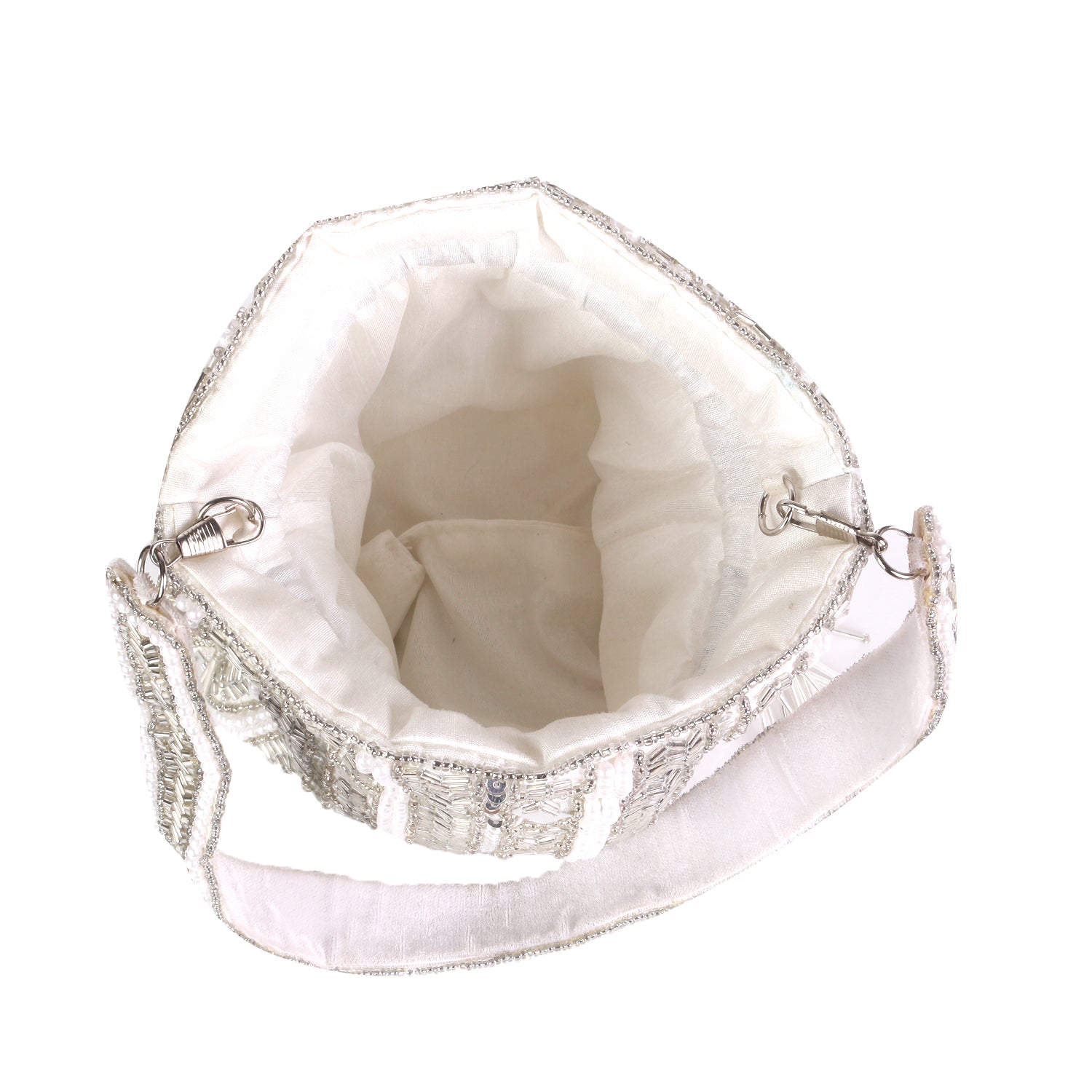 Silver Mirror Embroidery Allover Embroidered Potli