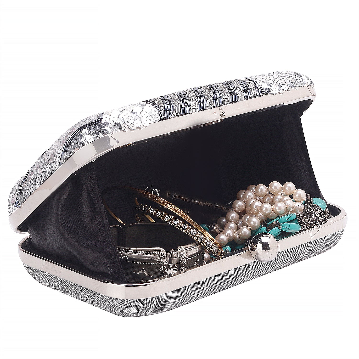stylish sequins rectangle clutch