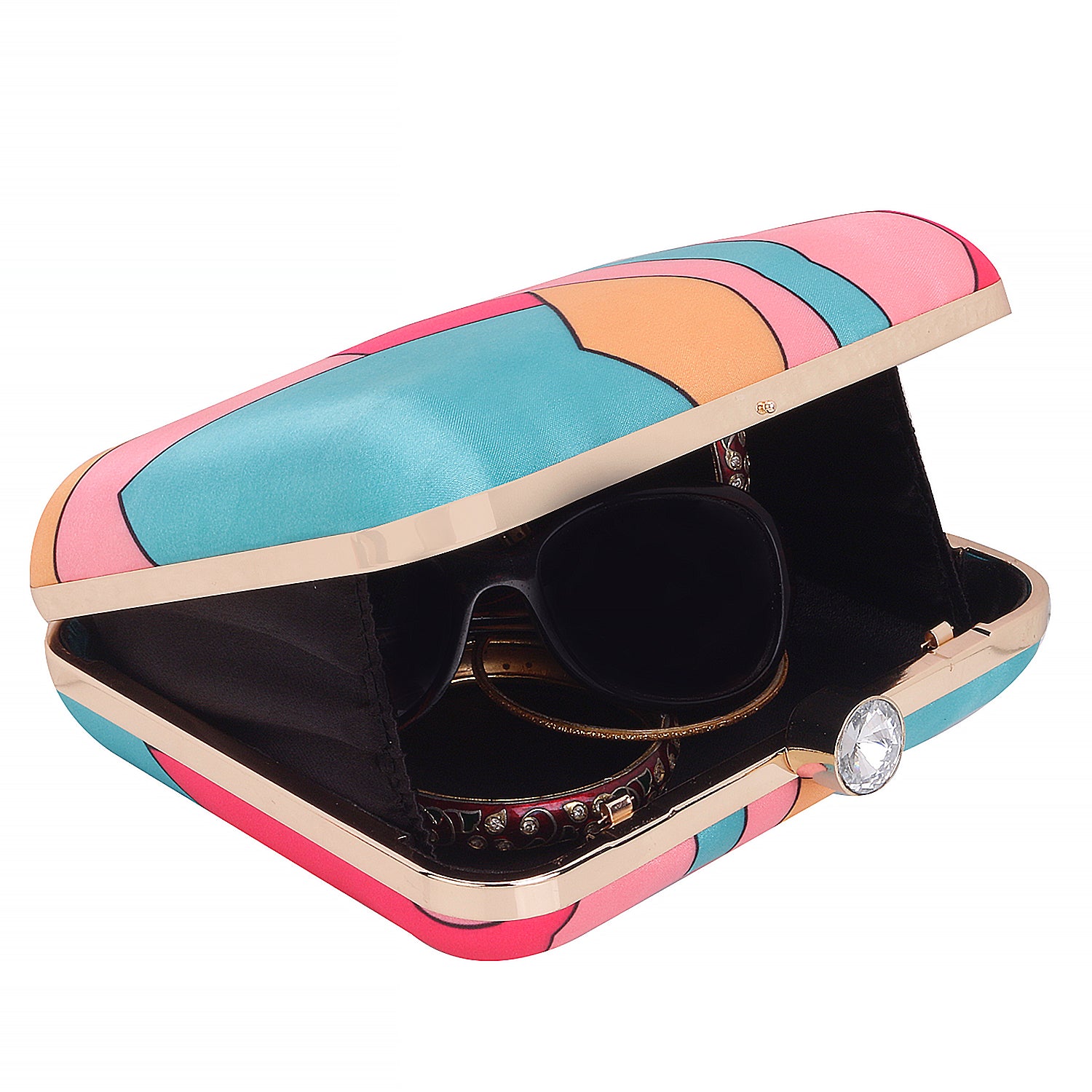 Assoretd printed lining box clutch
