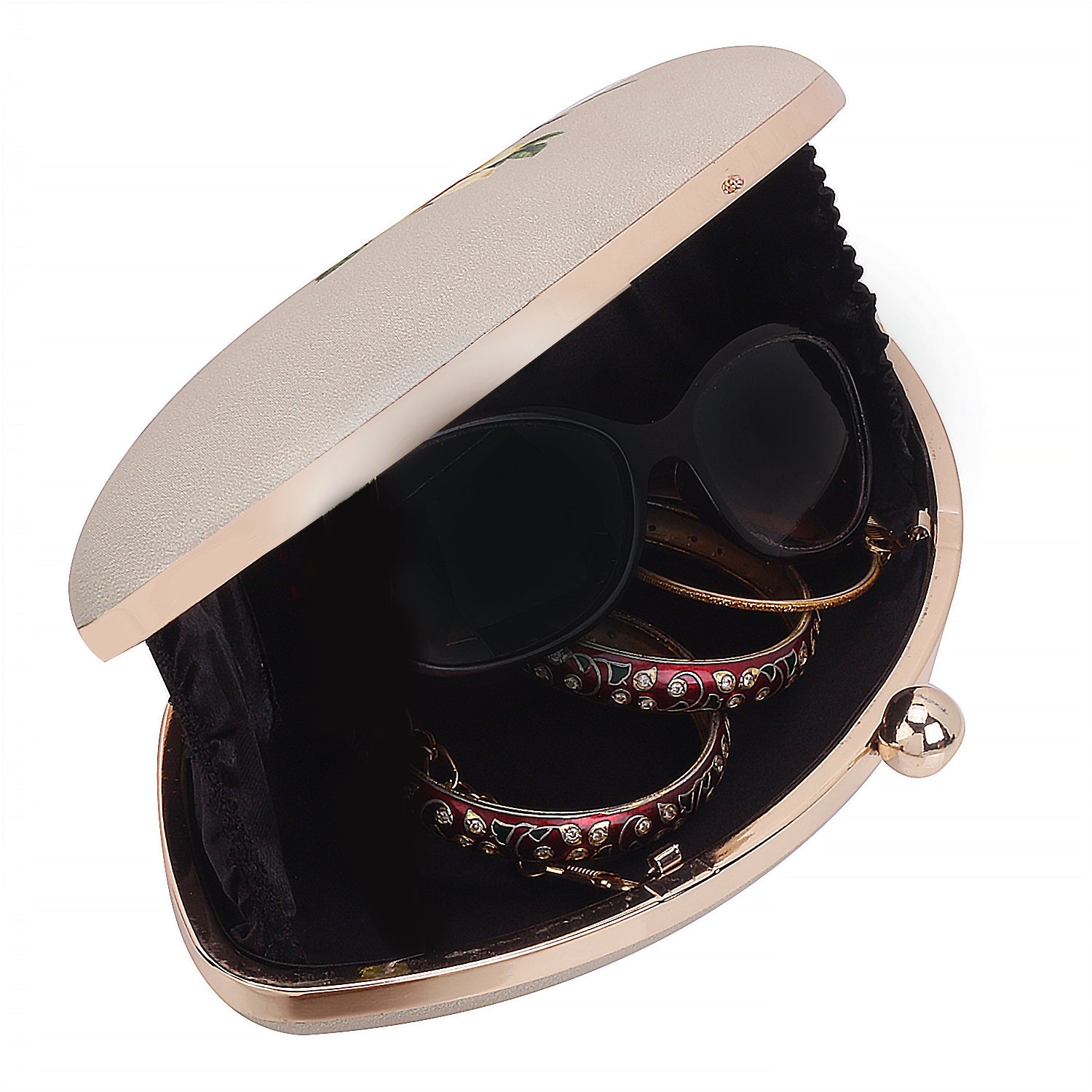 Printed Floral Touch Boat Shape Clutch