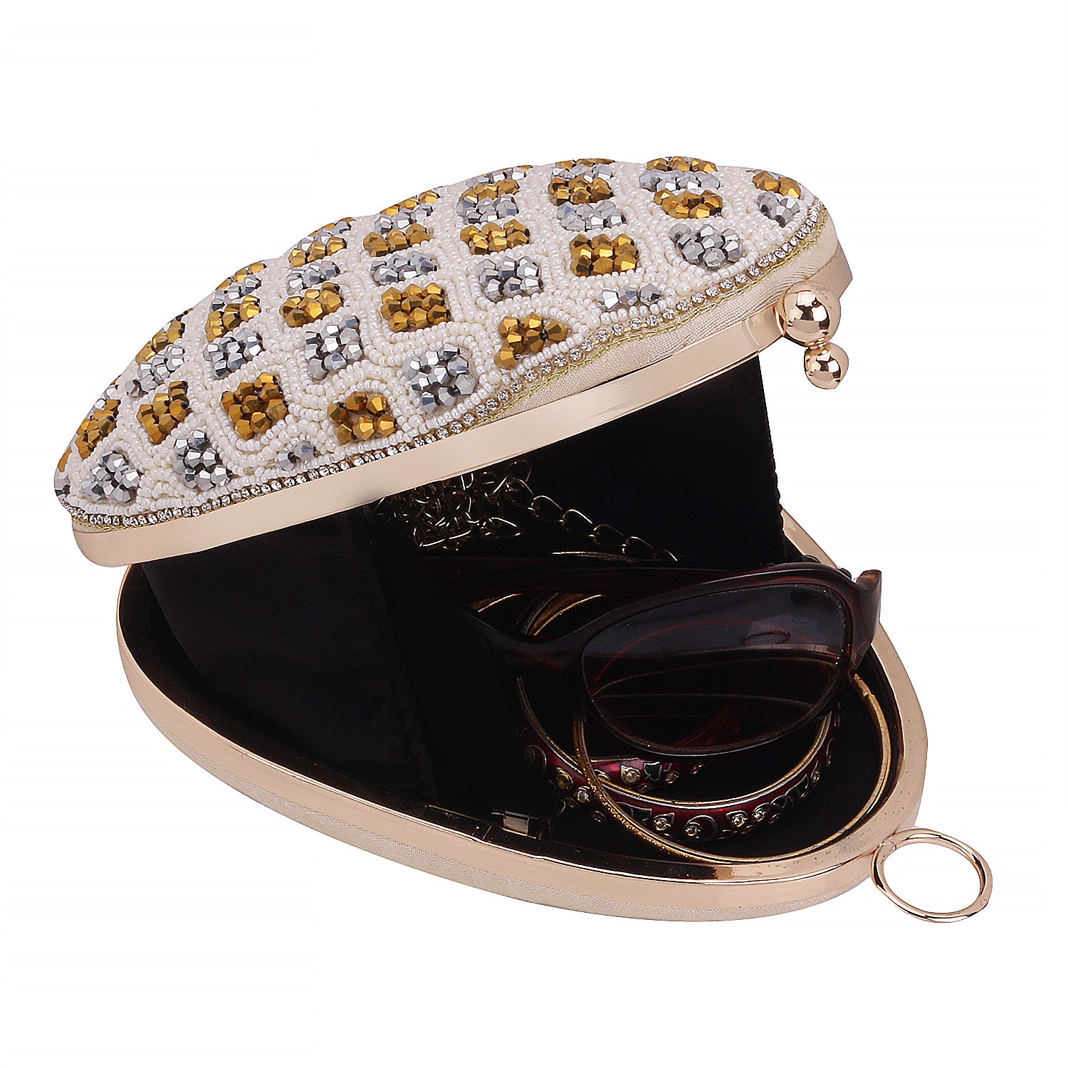 Latest Almond Shape Embroidered Clutch