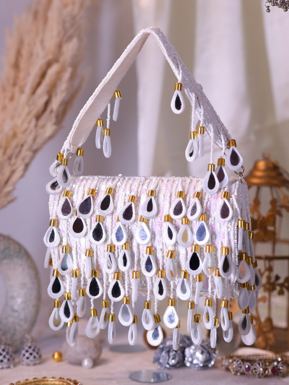 White Mirror Flap Bag