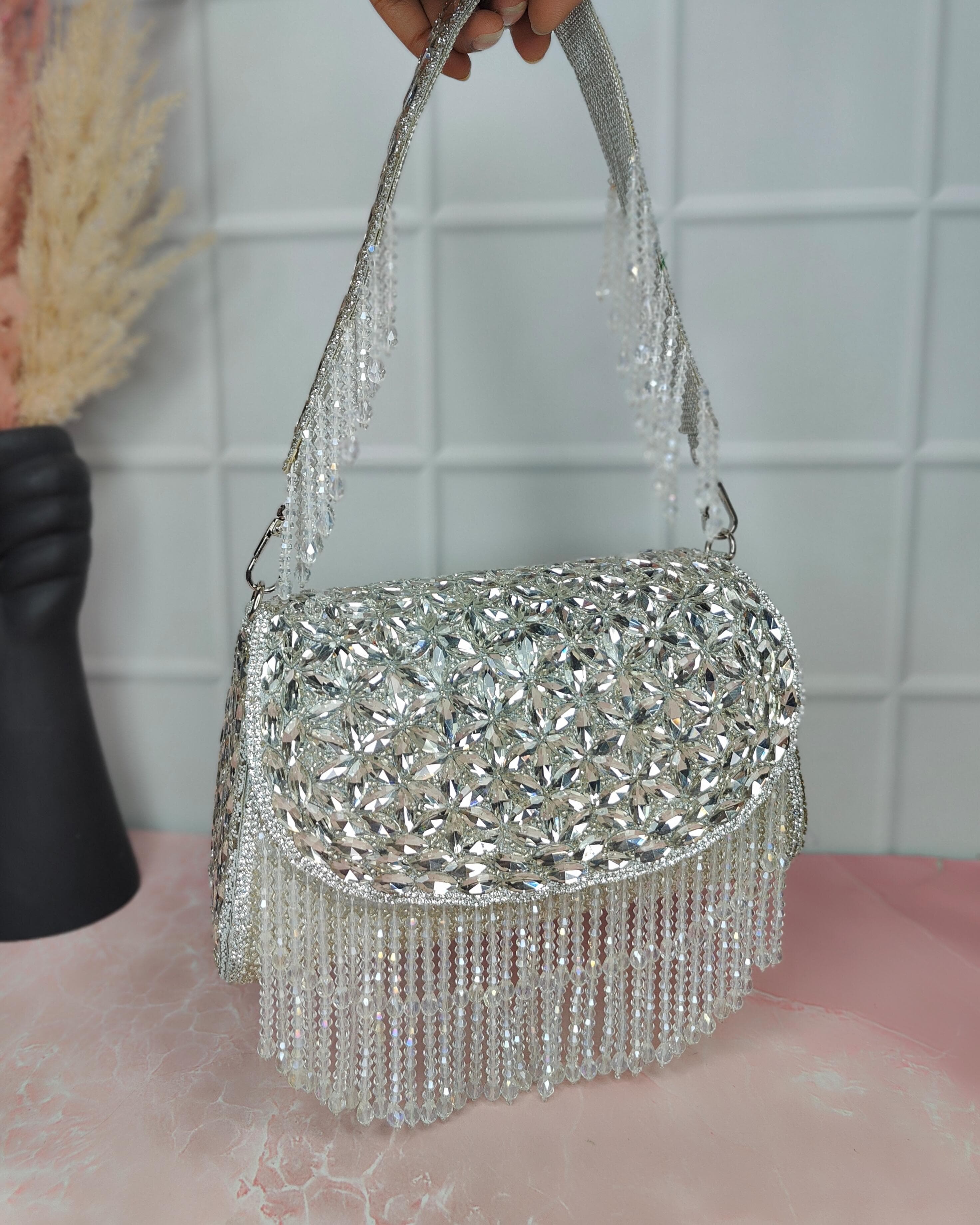Heavy Crystal Flap Bag