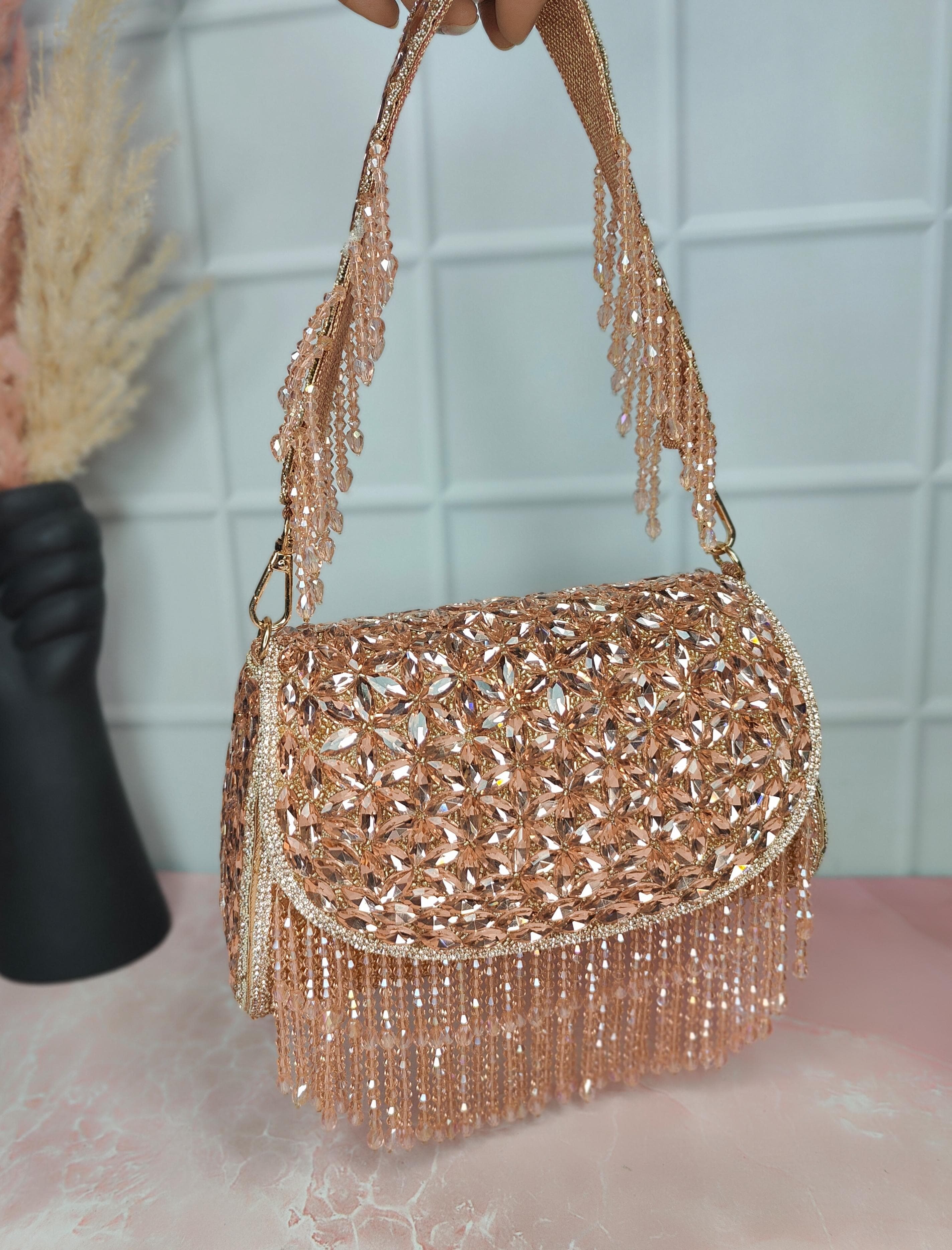 Heavy Crystal Flap Bag