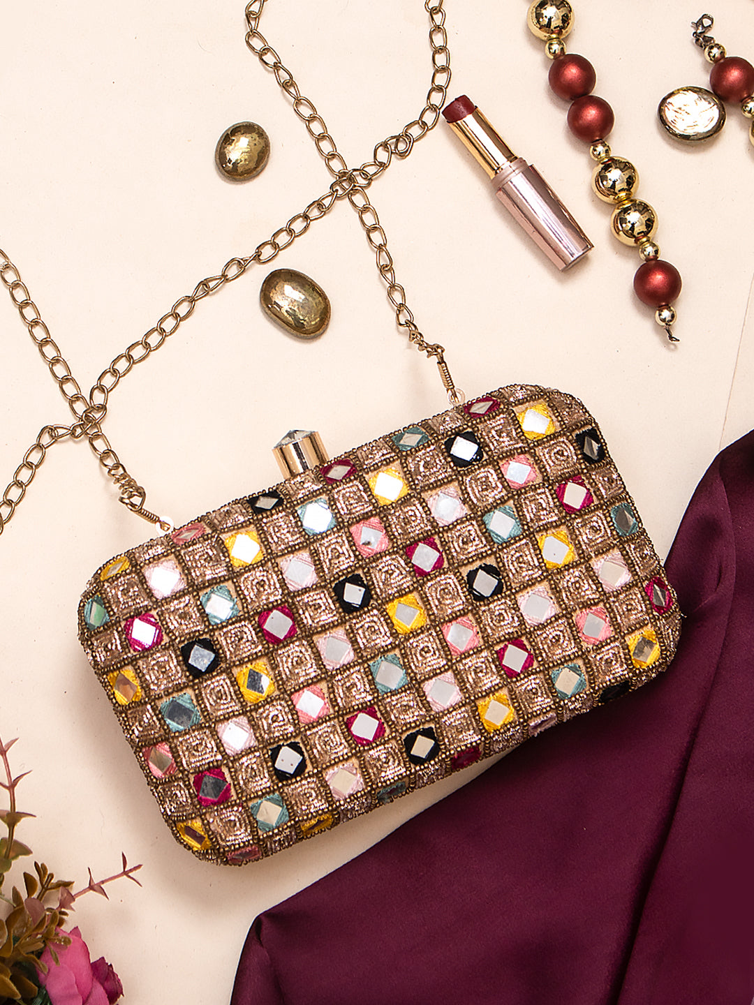 mirror embroidery clutch