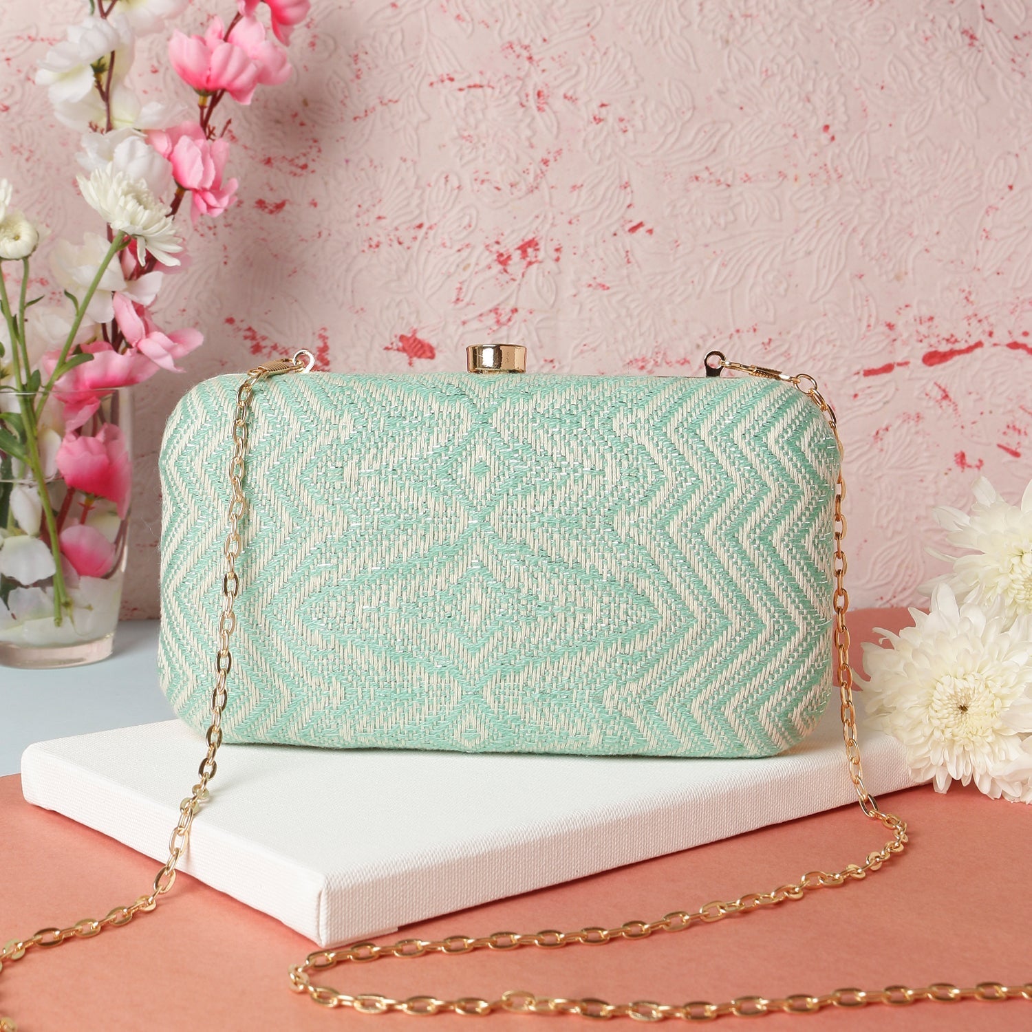 Fabric Box Clutch For Casual Use