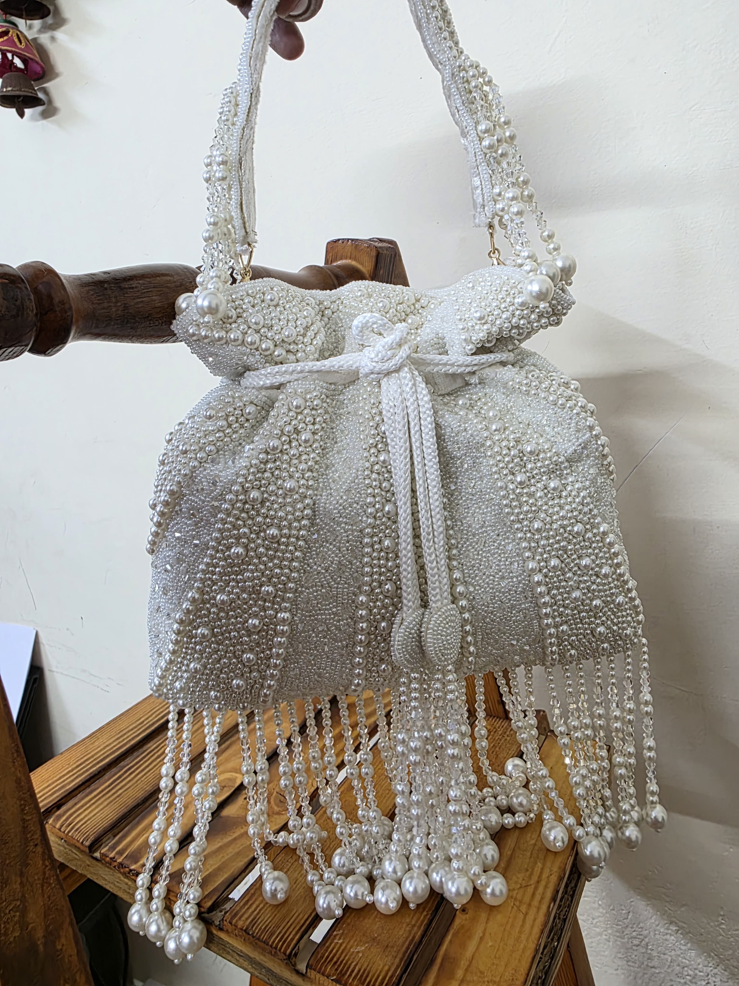 White Designer potli