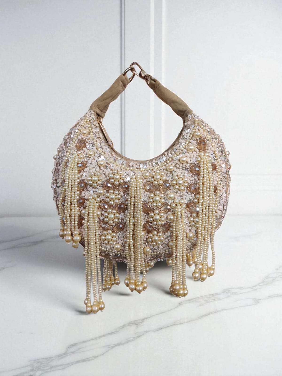 Embroidered Moon Clutch