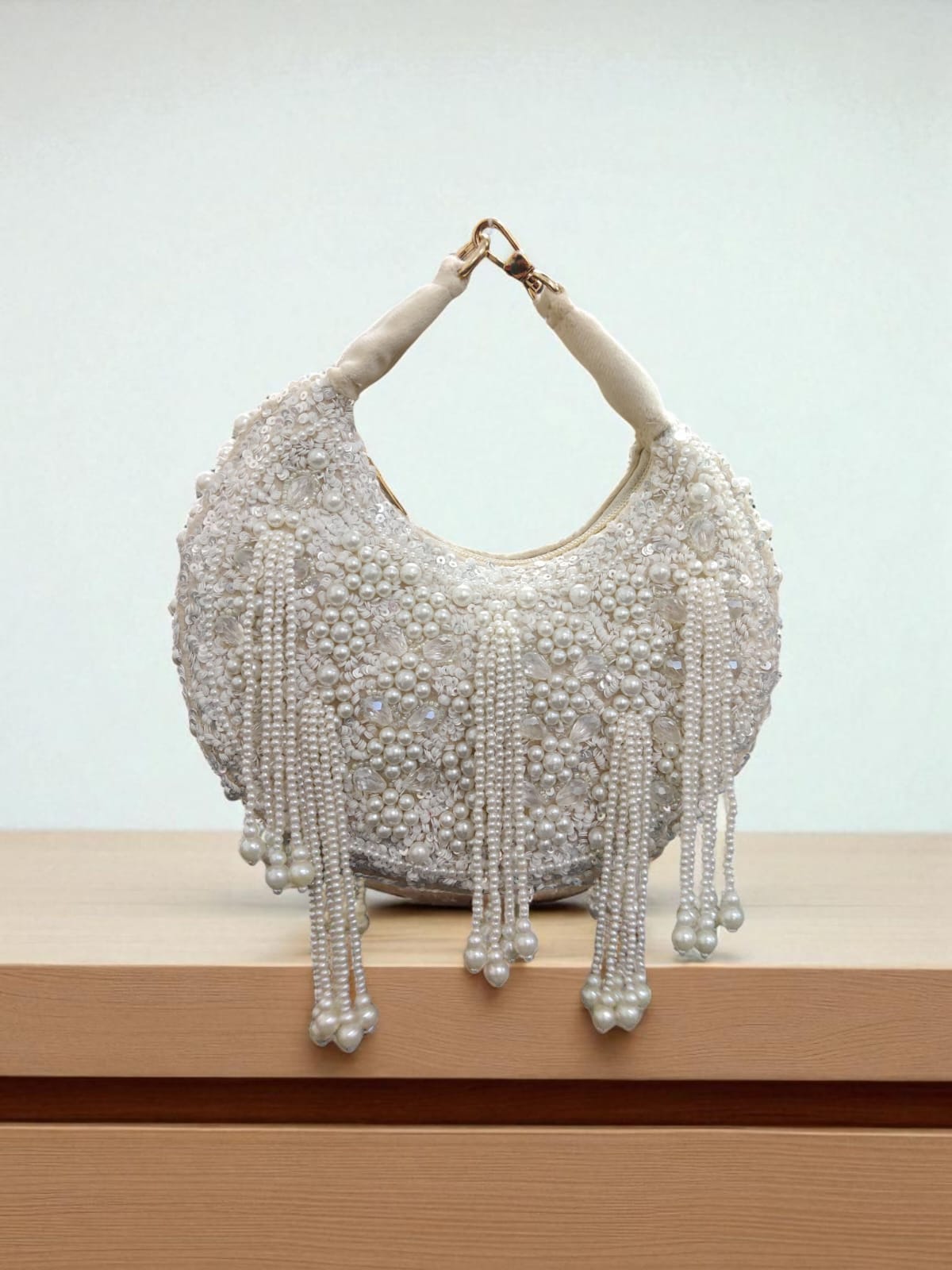 Embroidered Moon Clutch