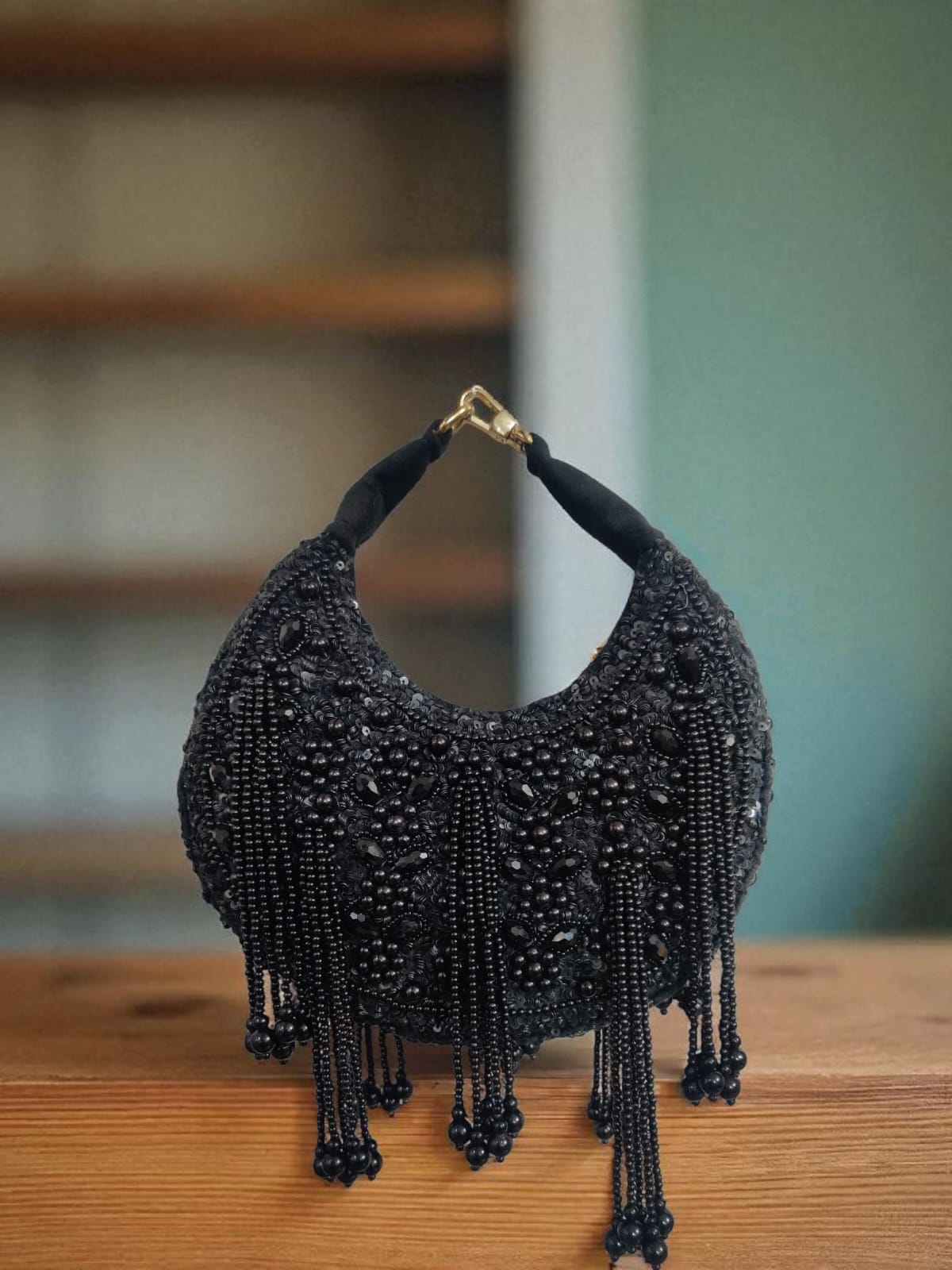 Embroidered Moon Clutch
