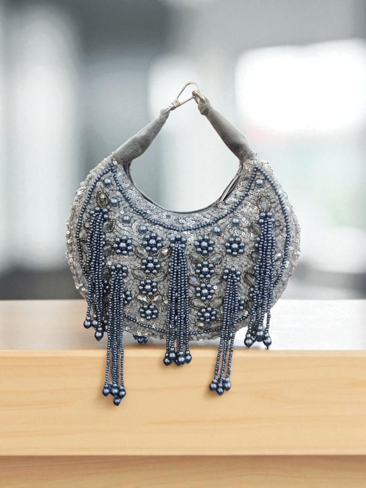 Embroidered Moon Clutch