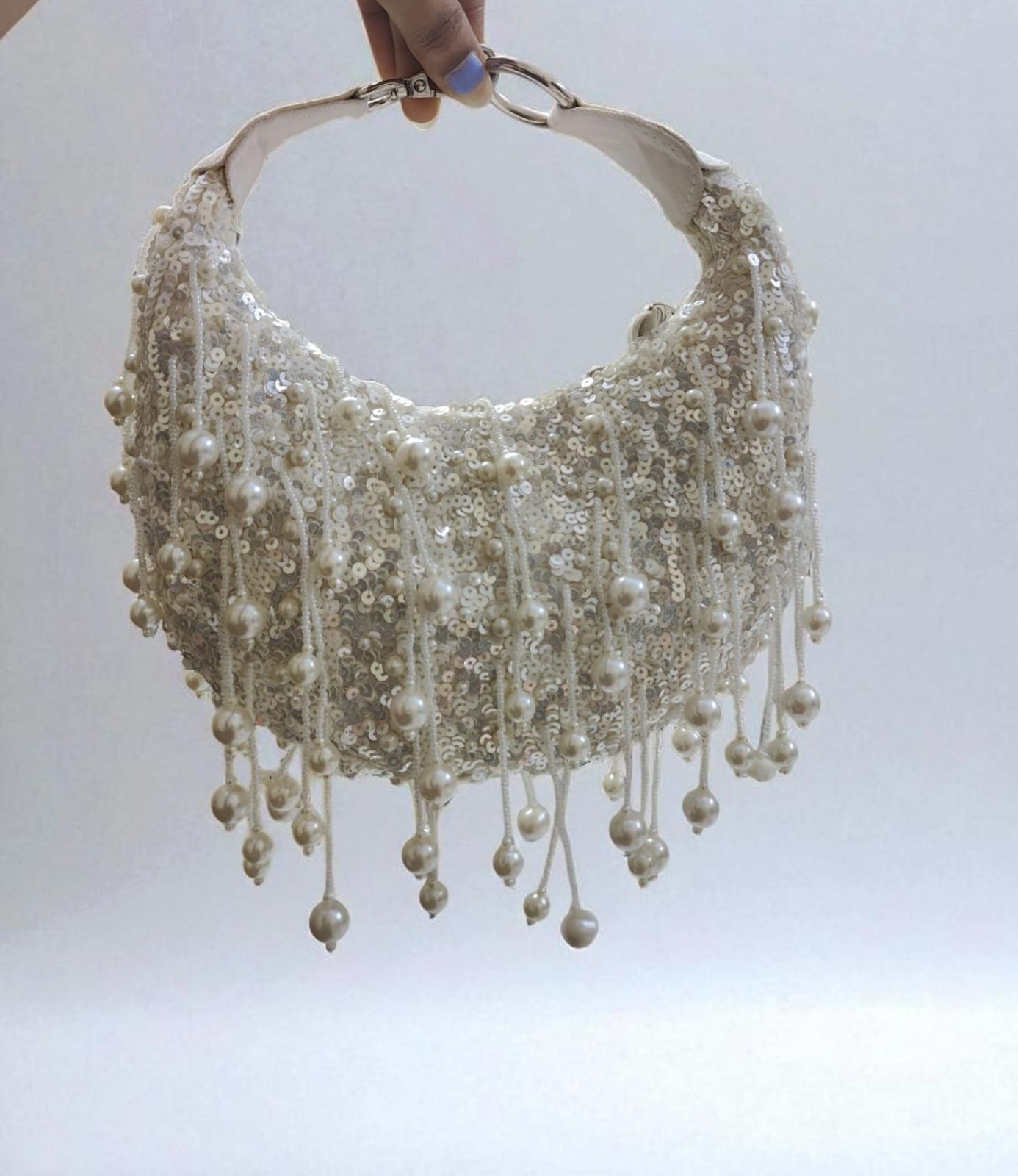 White Pearl Moon Clutch