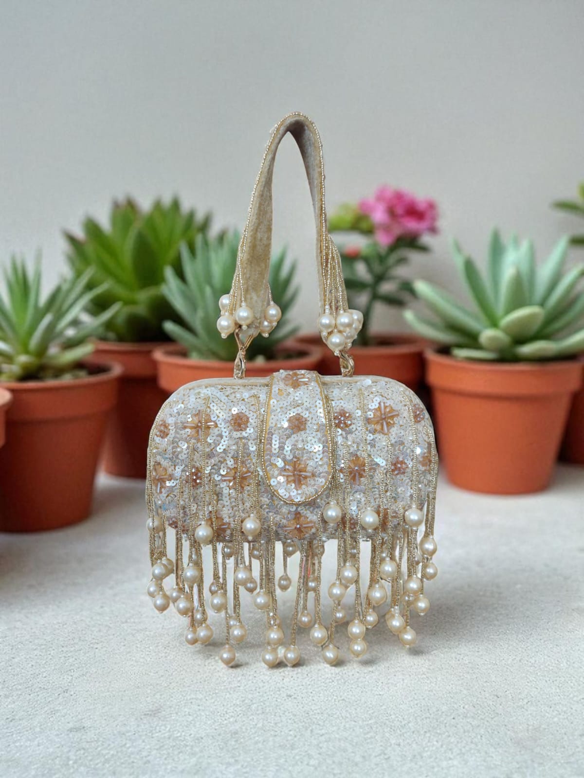 Golden Embroidered Clutch