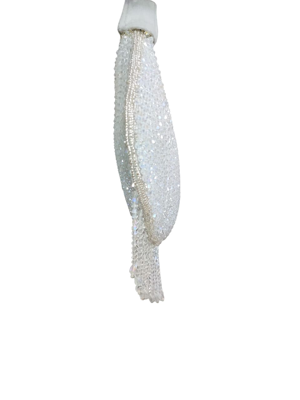 light gray crystal clutch
