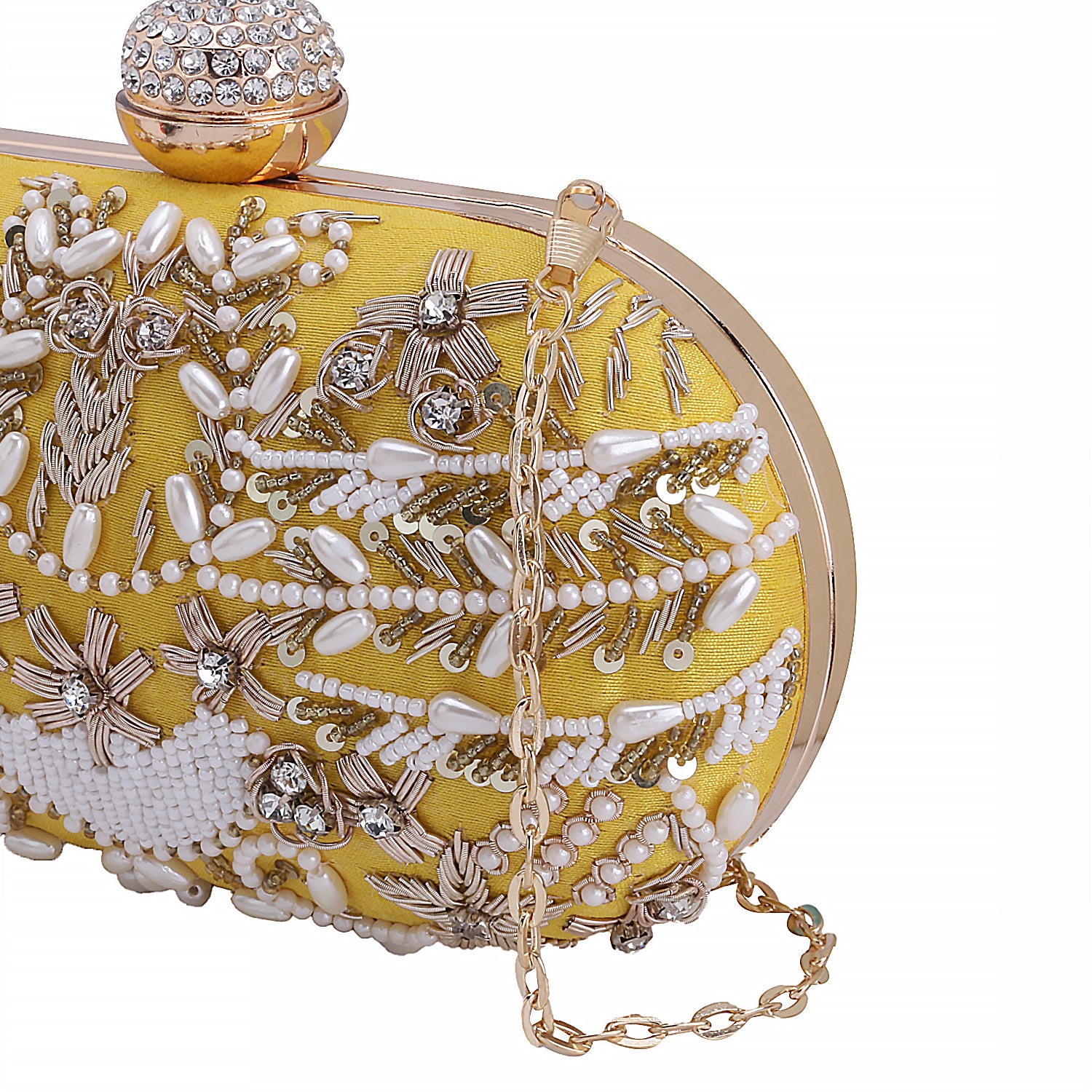 yellow oval clutch