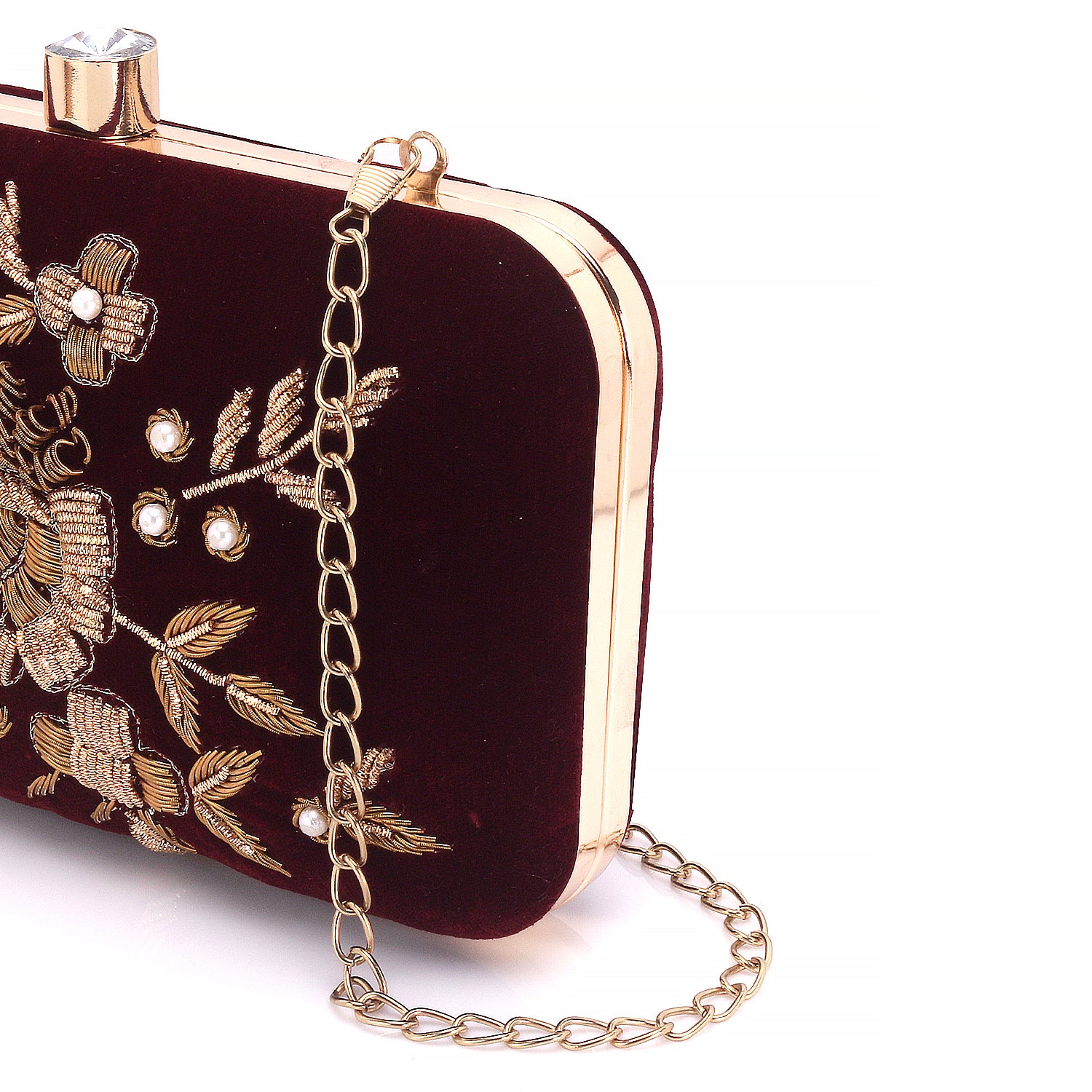 marron embroidery clutch for girls and women