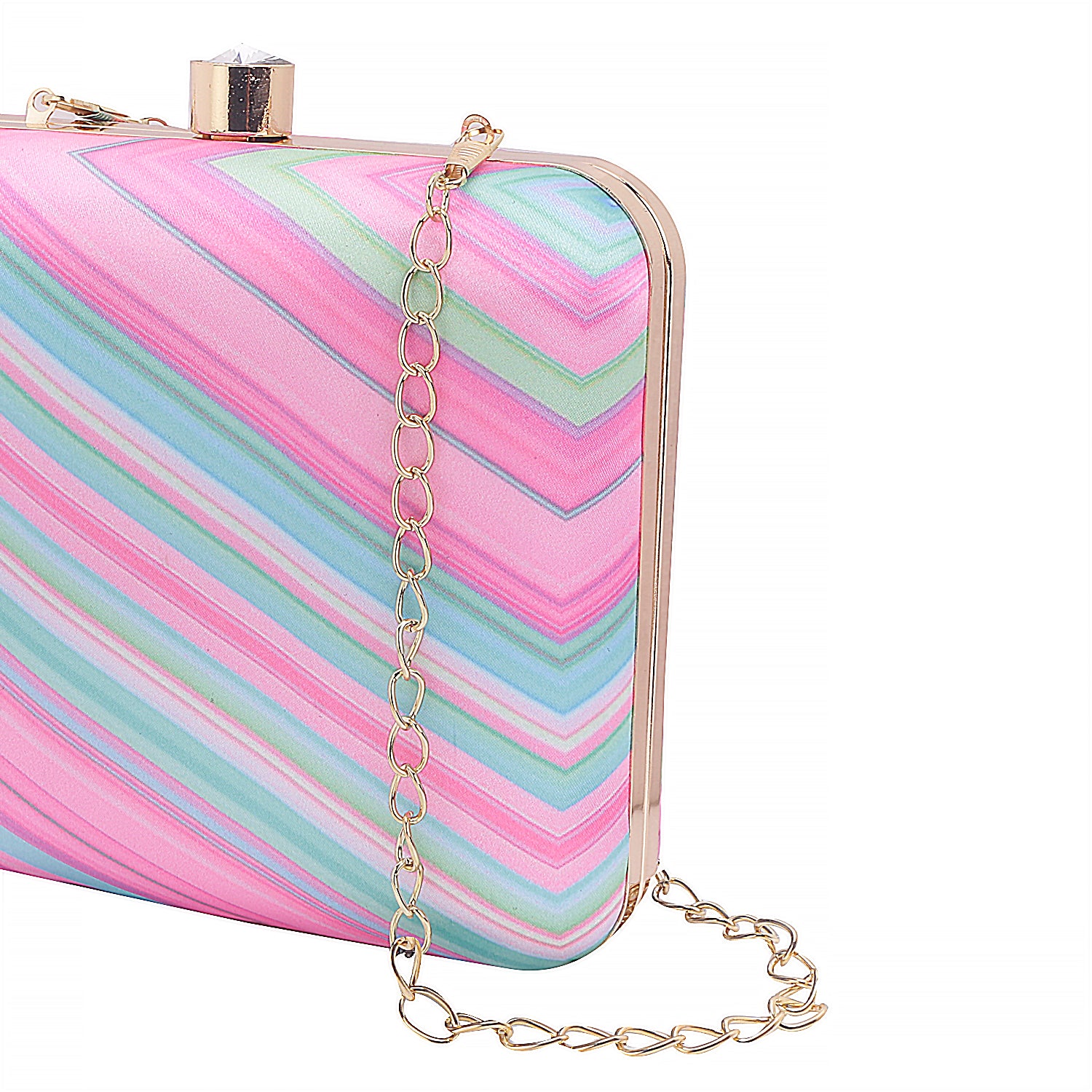 Striped Pattern Colorful Printed Box Clutch
