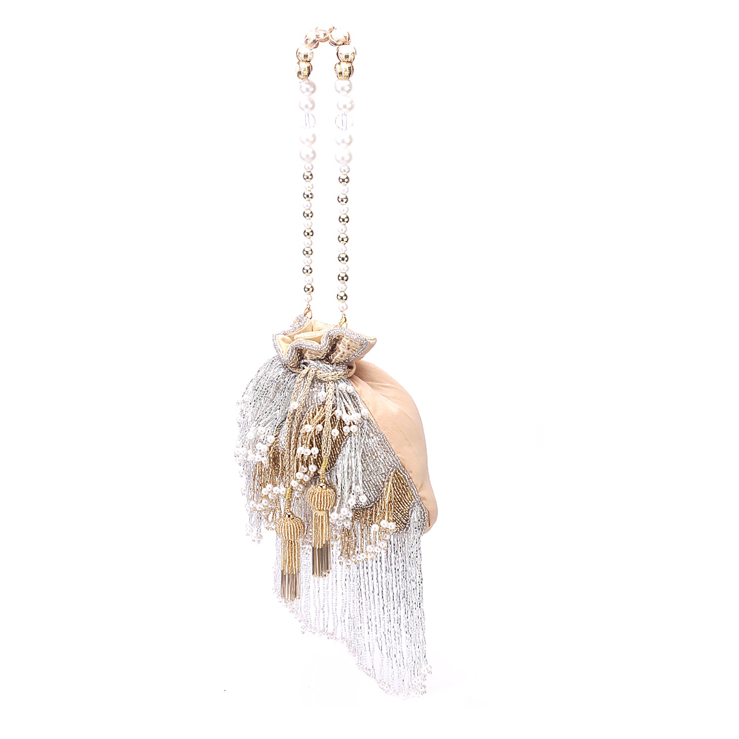 gold and silver blended tassel potli