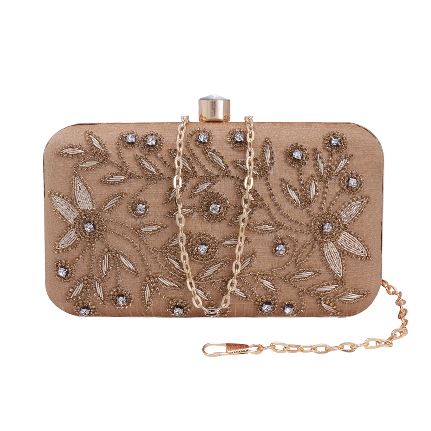 gold embroidery rectangle clutch