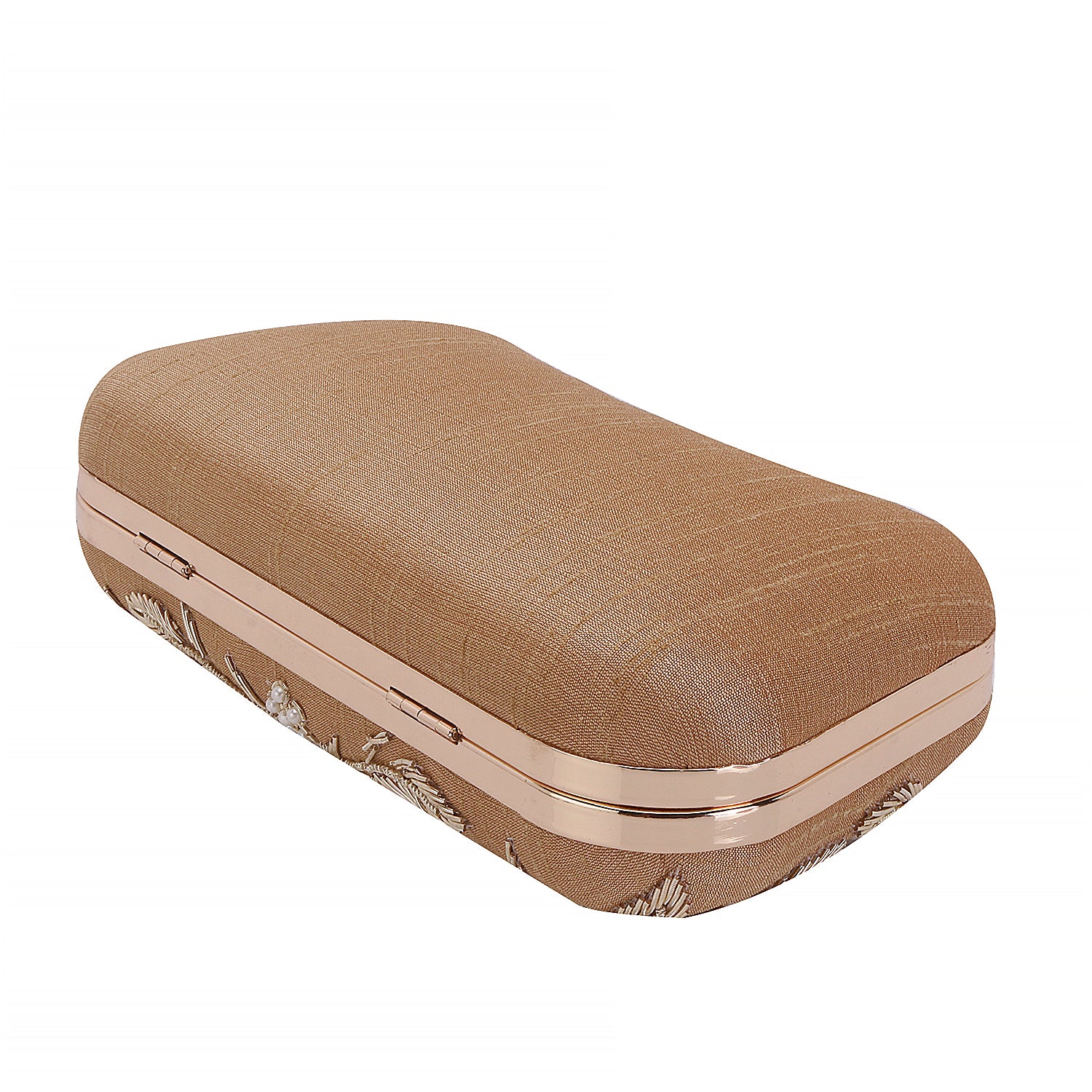 Golden embroidery frog knob clutch